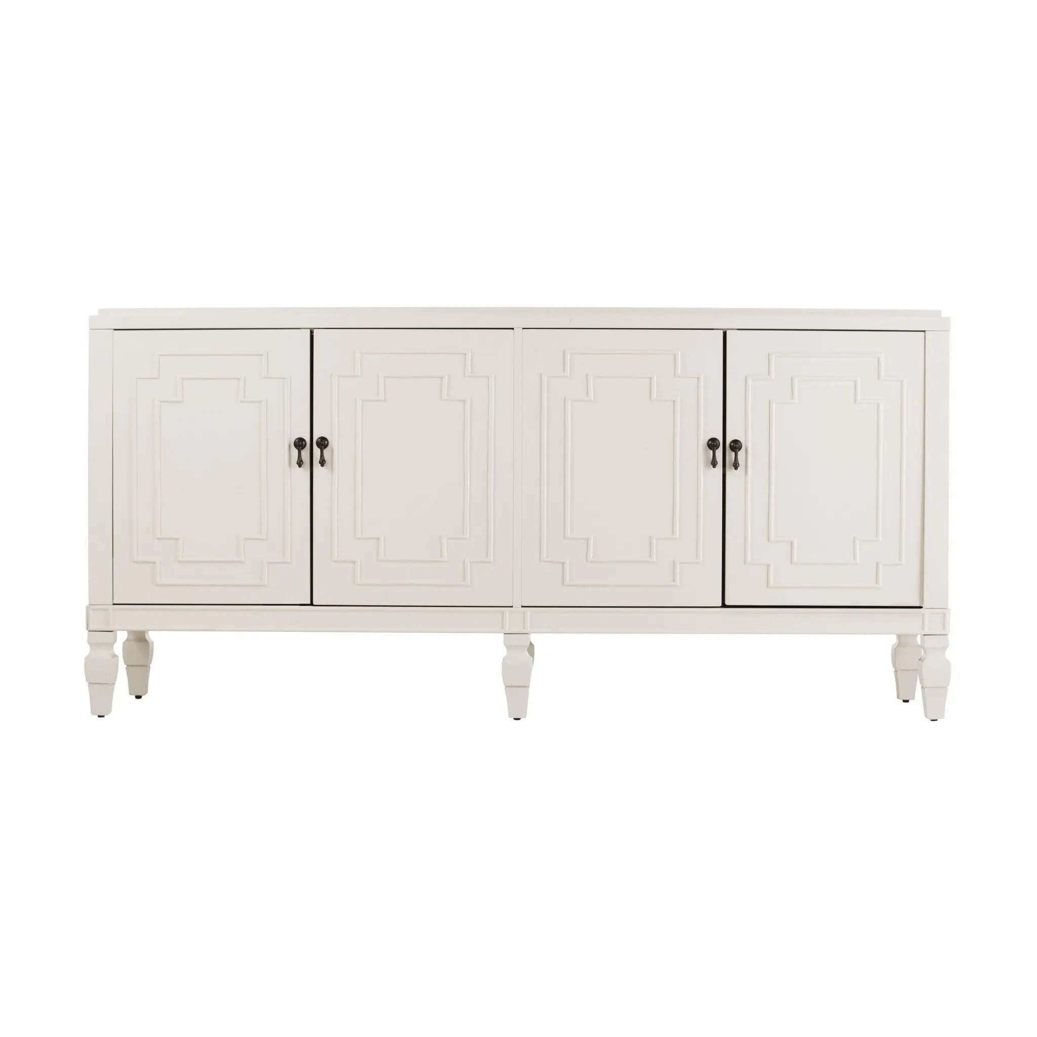 64" White Solid Wood Sideboard with Four Doors Homeroots Kitchen & Dining