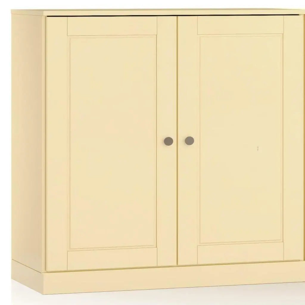 64" Yellow Solid Wood Sideboard With Two Doors Homeroots Kitchen & Dining