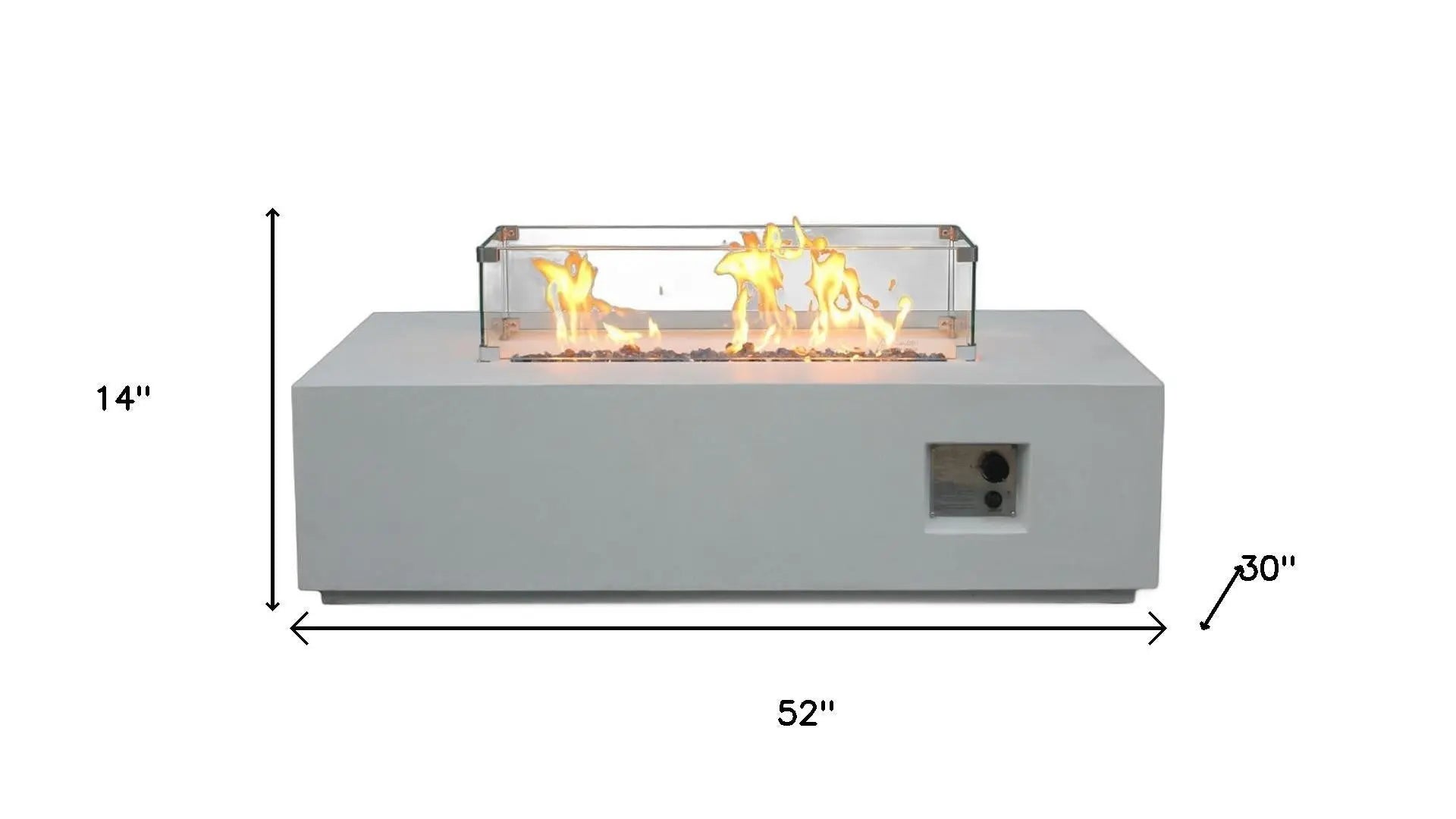 65000 BTU 52" Antiqued White Concrete Propane Rectangular Fire Pit With Cover Homeroots Outdoor