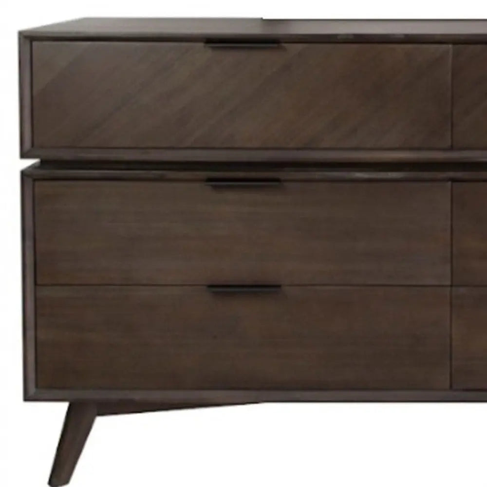 65" Acacia Solid Wood Six Drawer Double Dresser Homeroots Bed & Bath