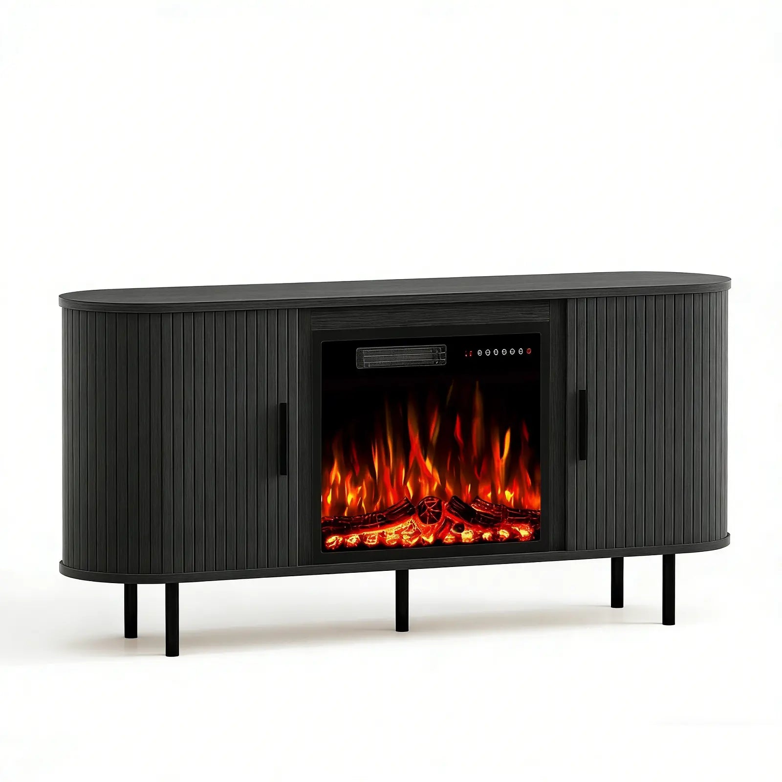 65" Black Wood Fireplace Entertainment Center With Fireplace Homeroots Living Room