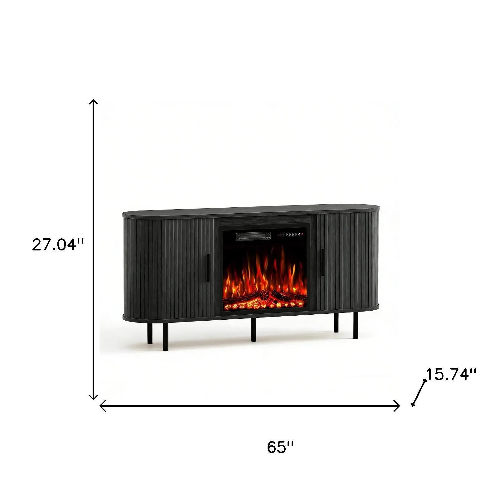 65" Black Wood Fireplace Entertainment Center With Fireplace Homeroots Living Room