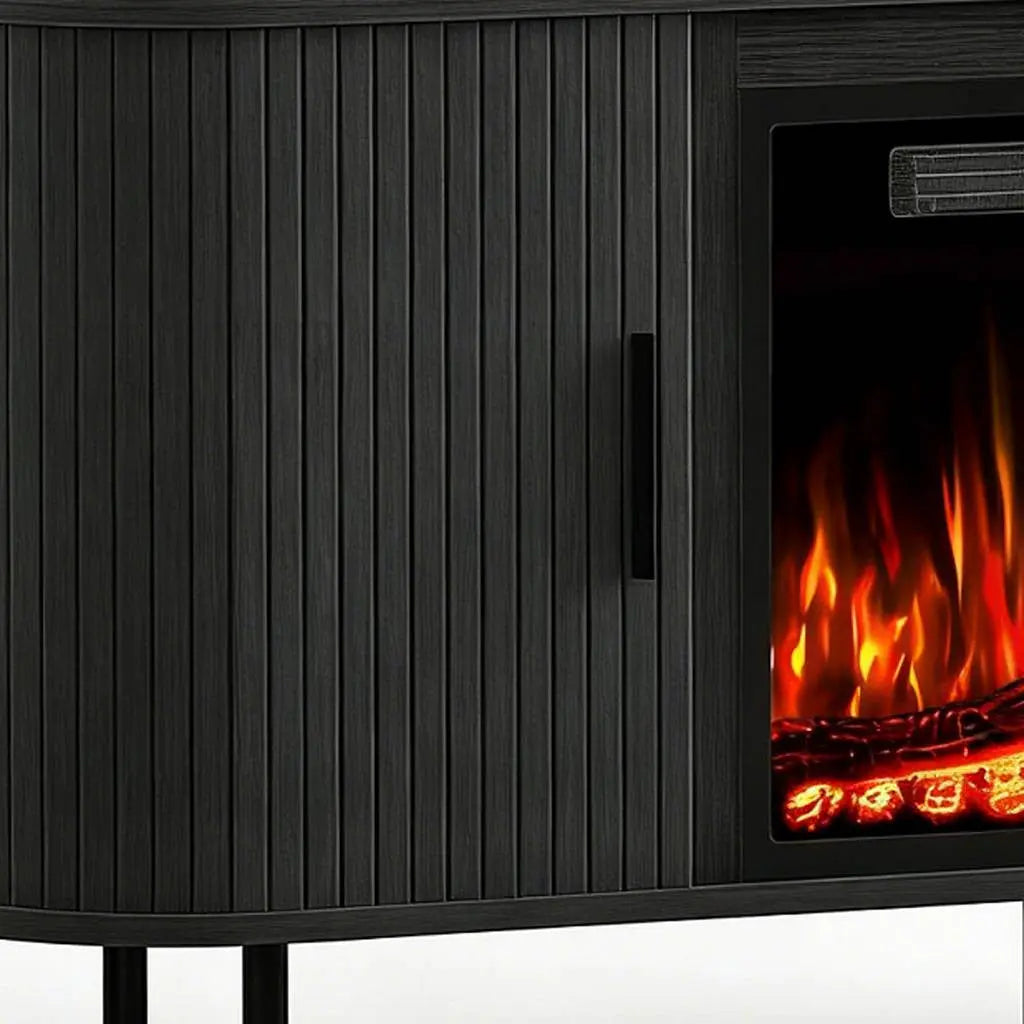 65" Black Wood Fireplace Entertainment Center With Fireplace Homeroots Living Room
