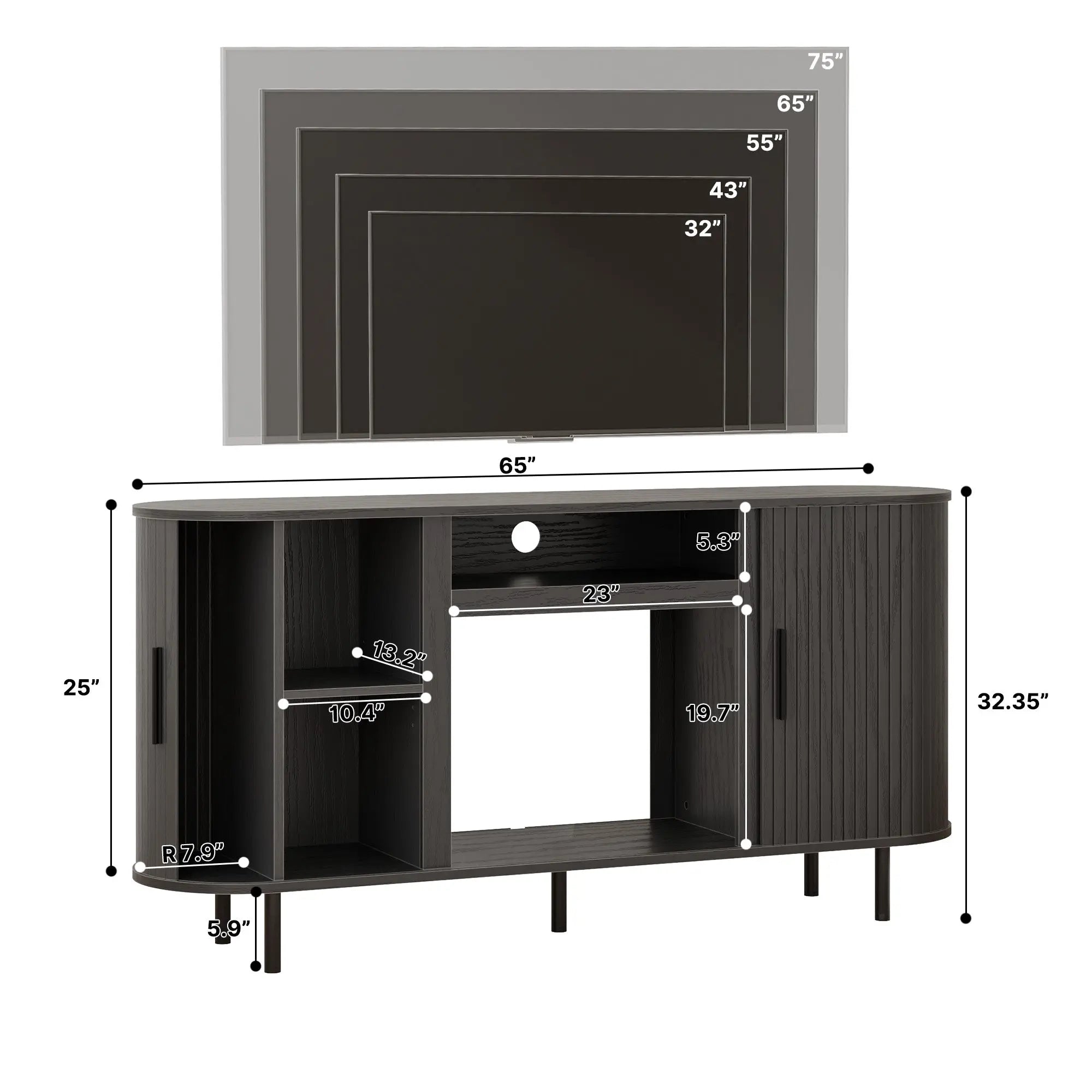 65" Black Wood Fireplace TV Stand With Fireplace Homeroots Living Room