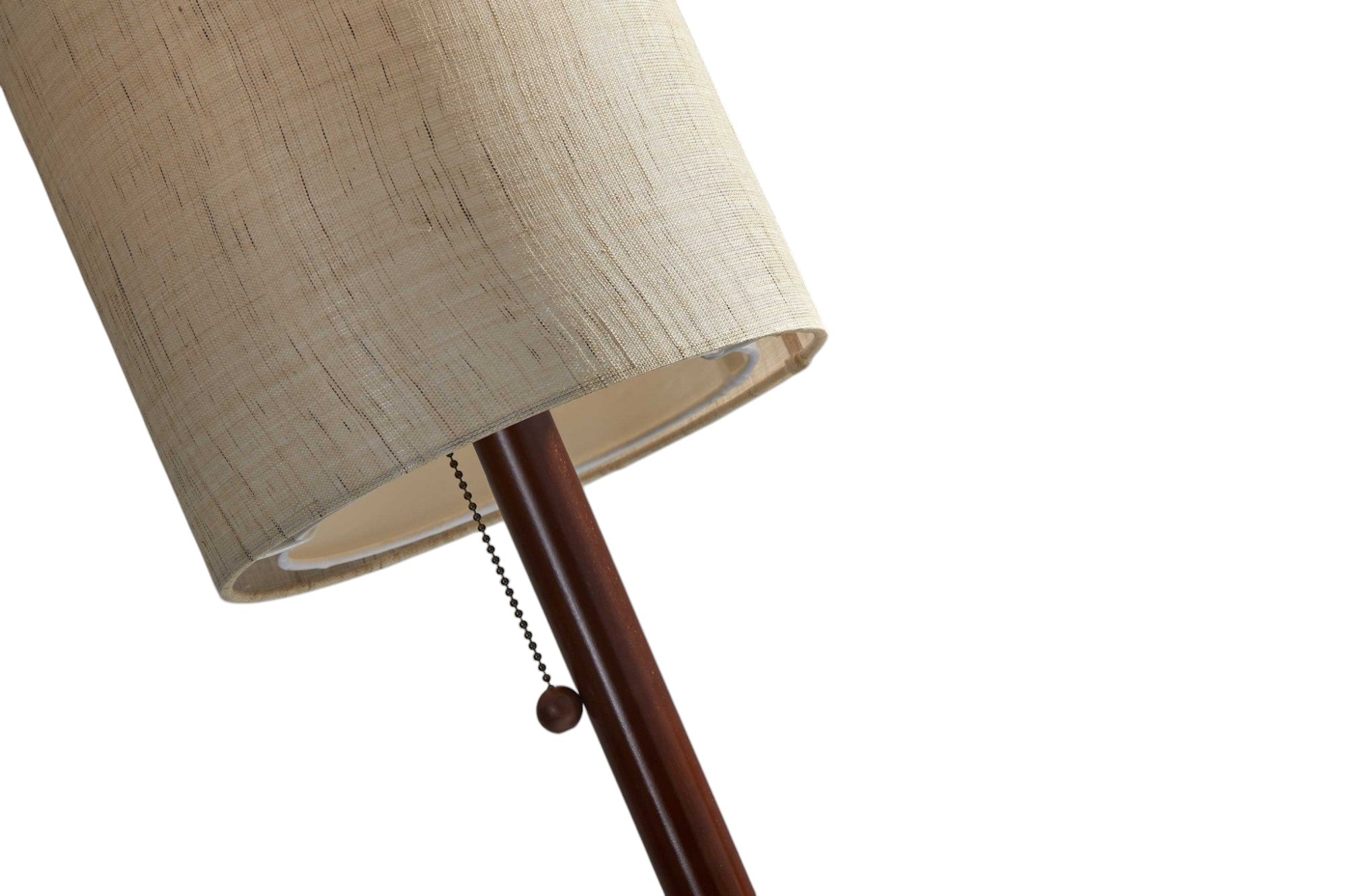65" Brown Solid Wood Floor Lamp With Beige Linen Drum Shade - GreatEagleInc