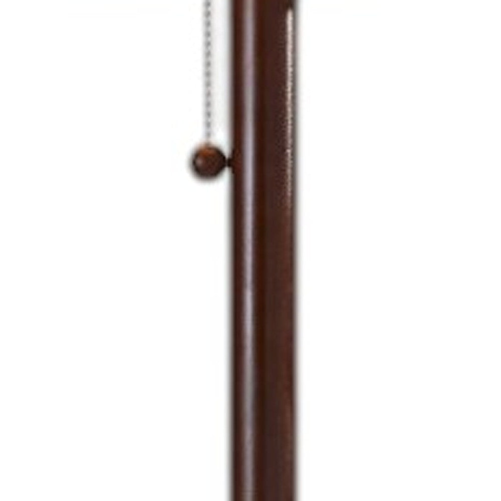 65" Brown Solid Wood Floor Lamp With Beige Linen Drum Shade - GreatEagleInc