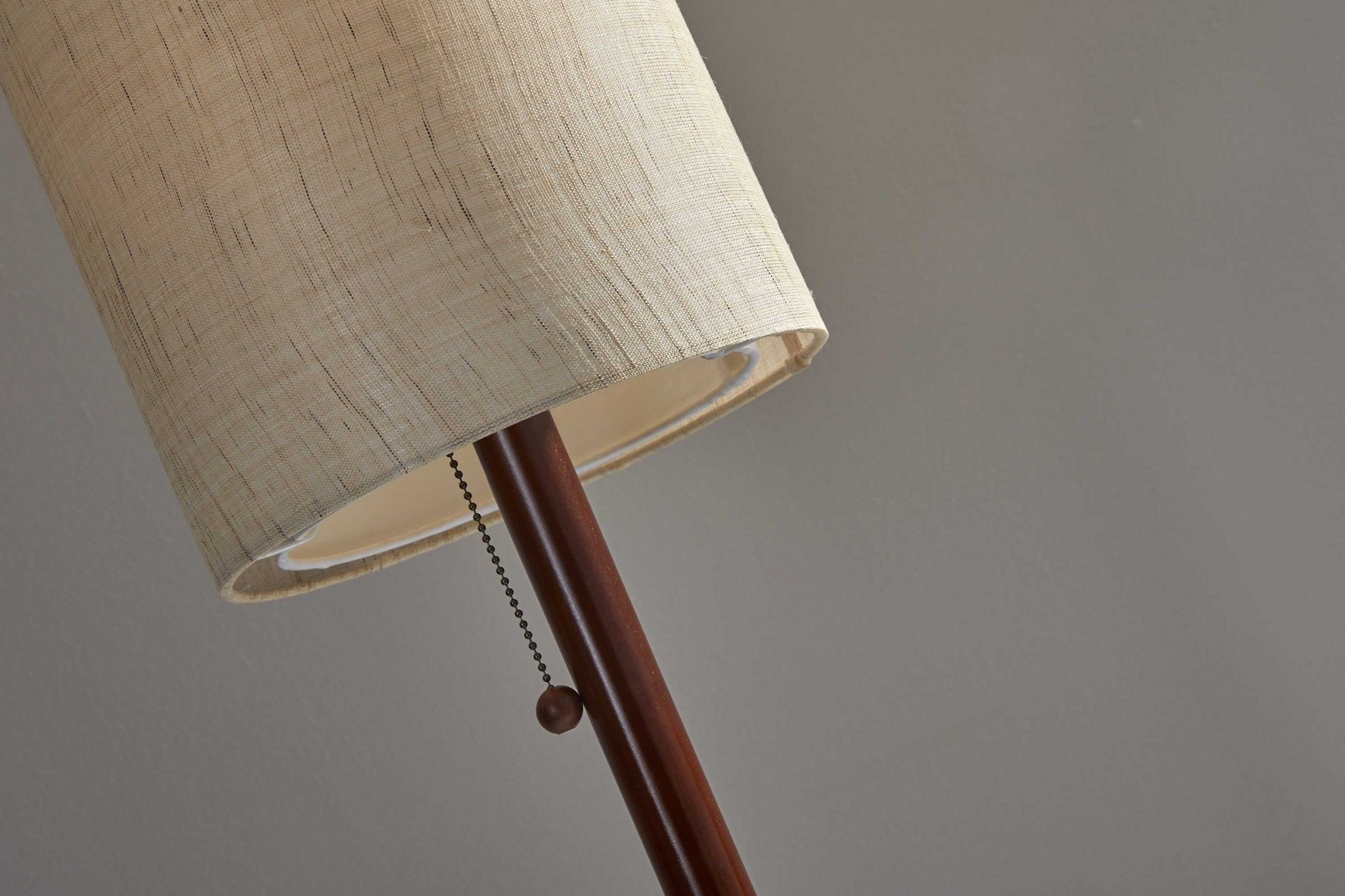 65" Brown Solid Wood Floor Lamp With Beige Linen Drum Shade - GreatEagleInc