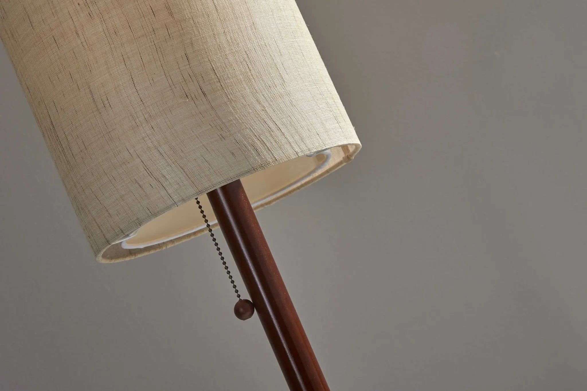 65" Brown Solid Wood Floor Lamp With Beige Linen Drum Shade - GreatEagleInc