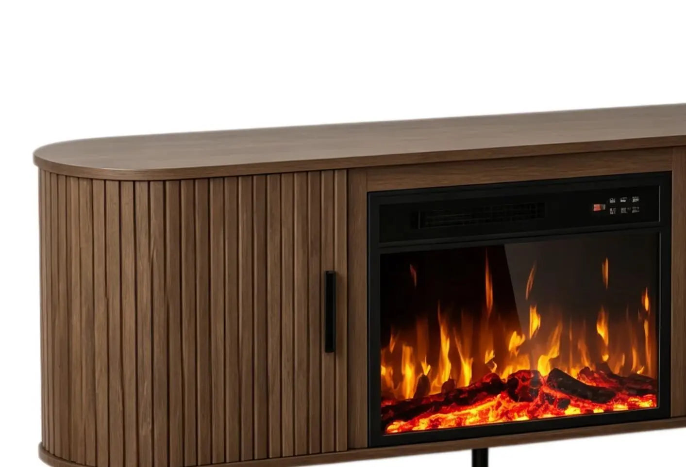 65" Brown Wood Fireplace TV Stand With Fireplace Homeroots Living Room