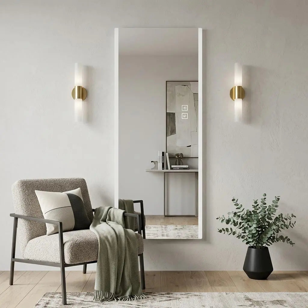65" Silver Lighted Wall Mounted And Leaning Frameless Full Length Hanging Mirror Homeroots Bed & Bath