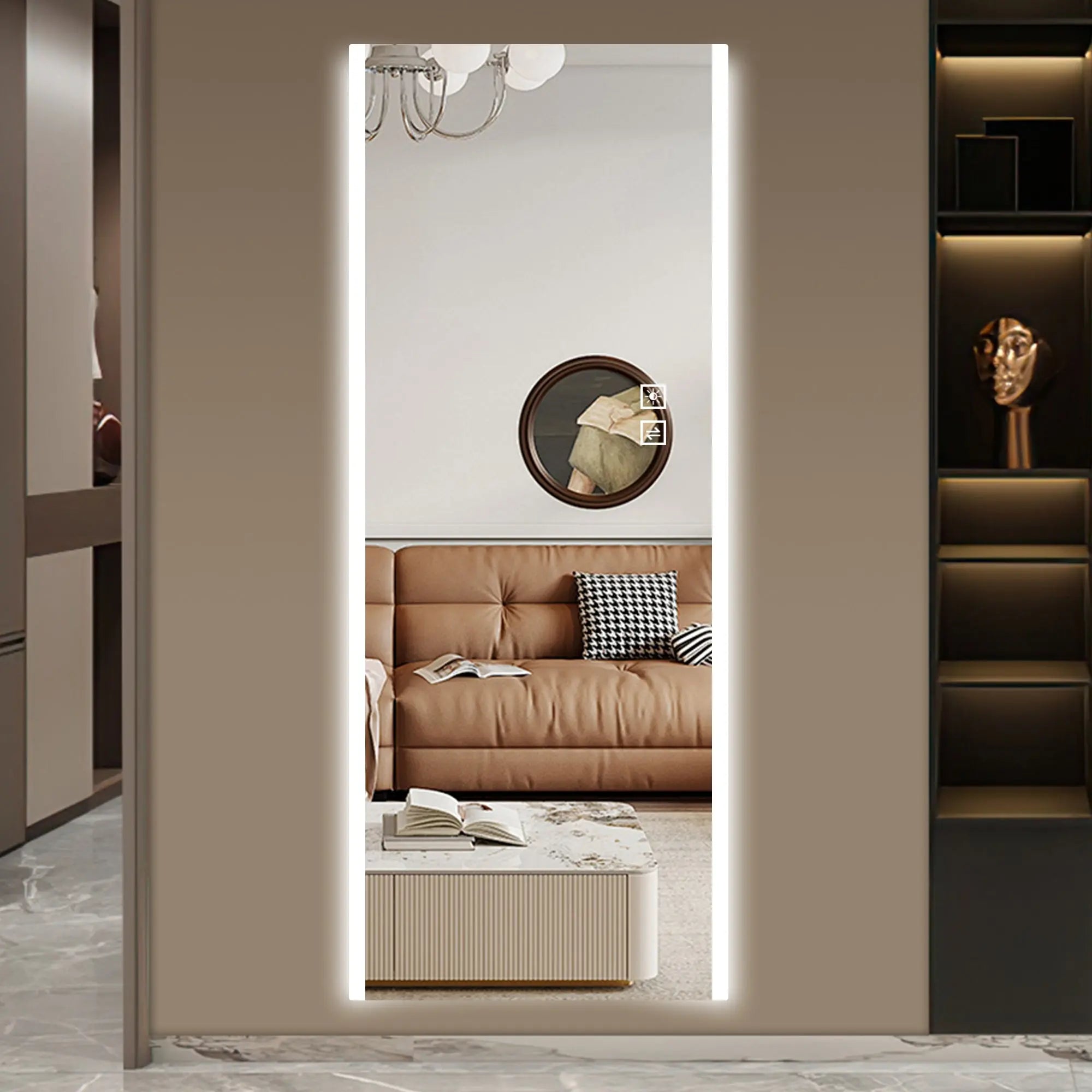 65" Silver Lighted Wall Mounted And Leaning Frameless Full Length Hanging Mirror Homeroots Bed & Bath