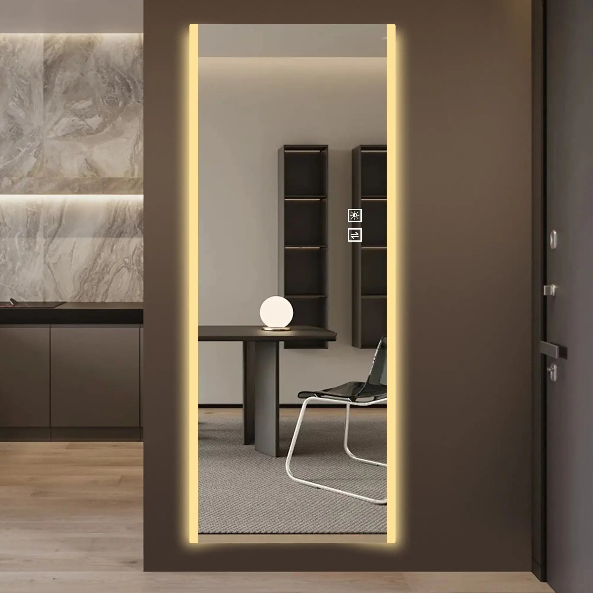 65" Silver Lighted Wall Mounted And Leaning Frameless Full Length Hanging Mirror Homeroots Bed & Bath