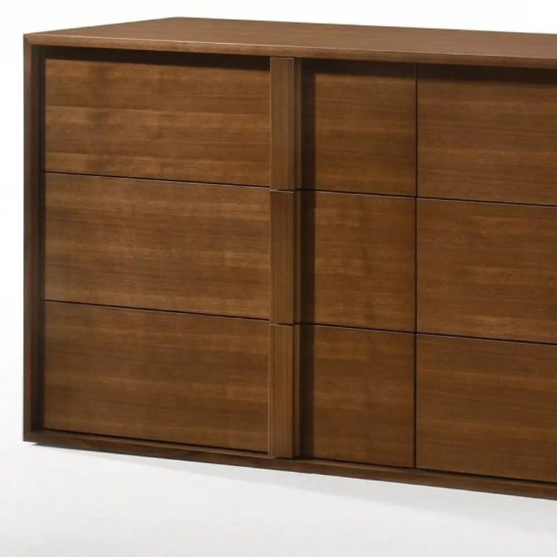 65" Walnut Solid Wood Six Drawer Double Dresser Homeroots Bed & Bath