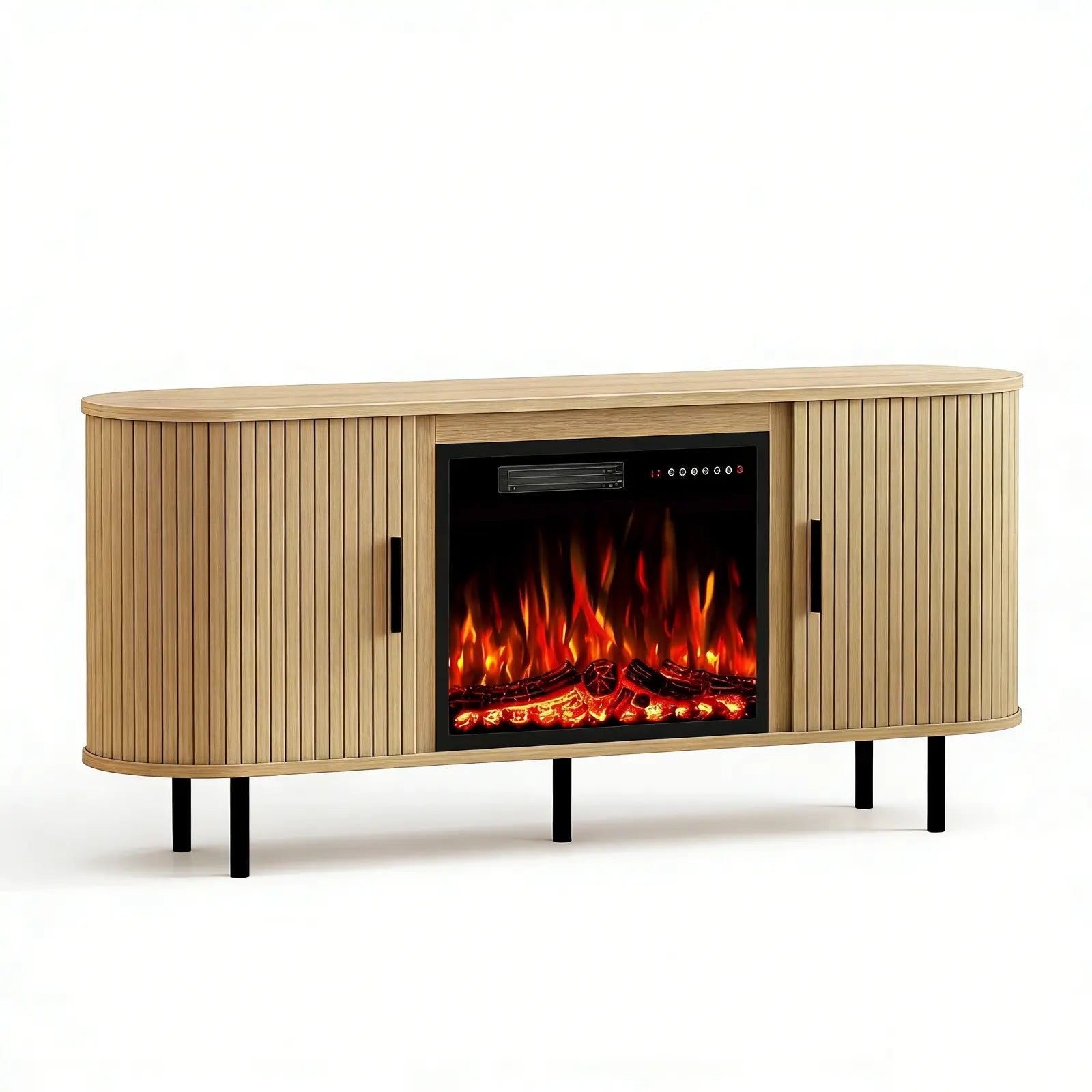 65" White Wood Fireplace Entertainment Center With Fireplace Homeroots Living Room