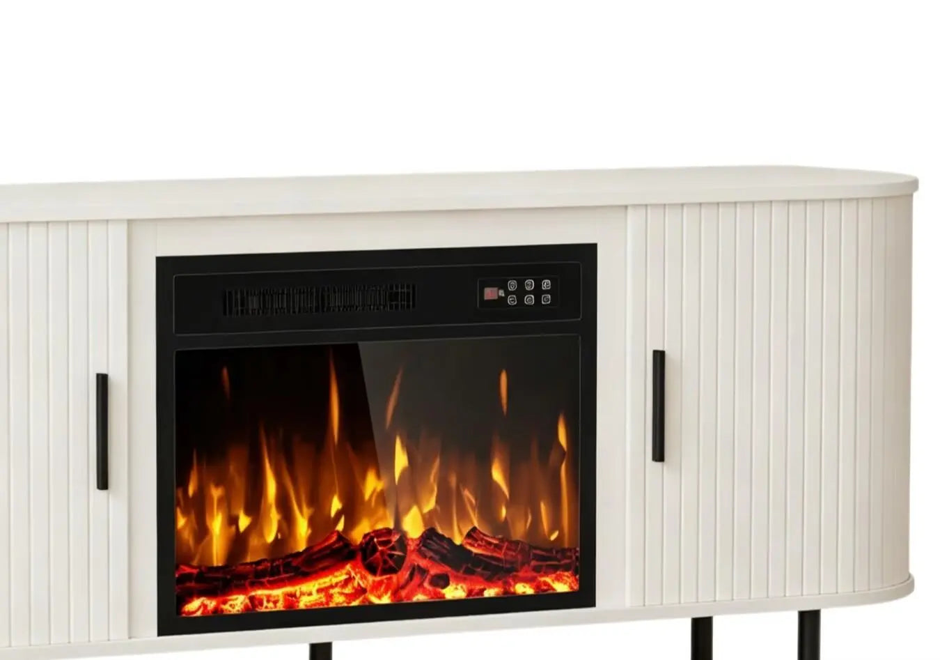 65" White Wood Fireplace TV Stand With Fireplace Homeroots Living Room