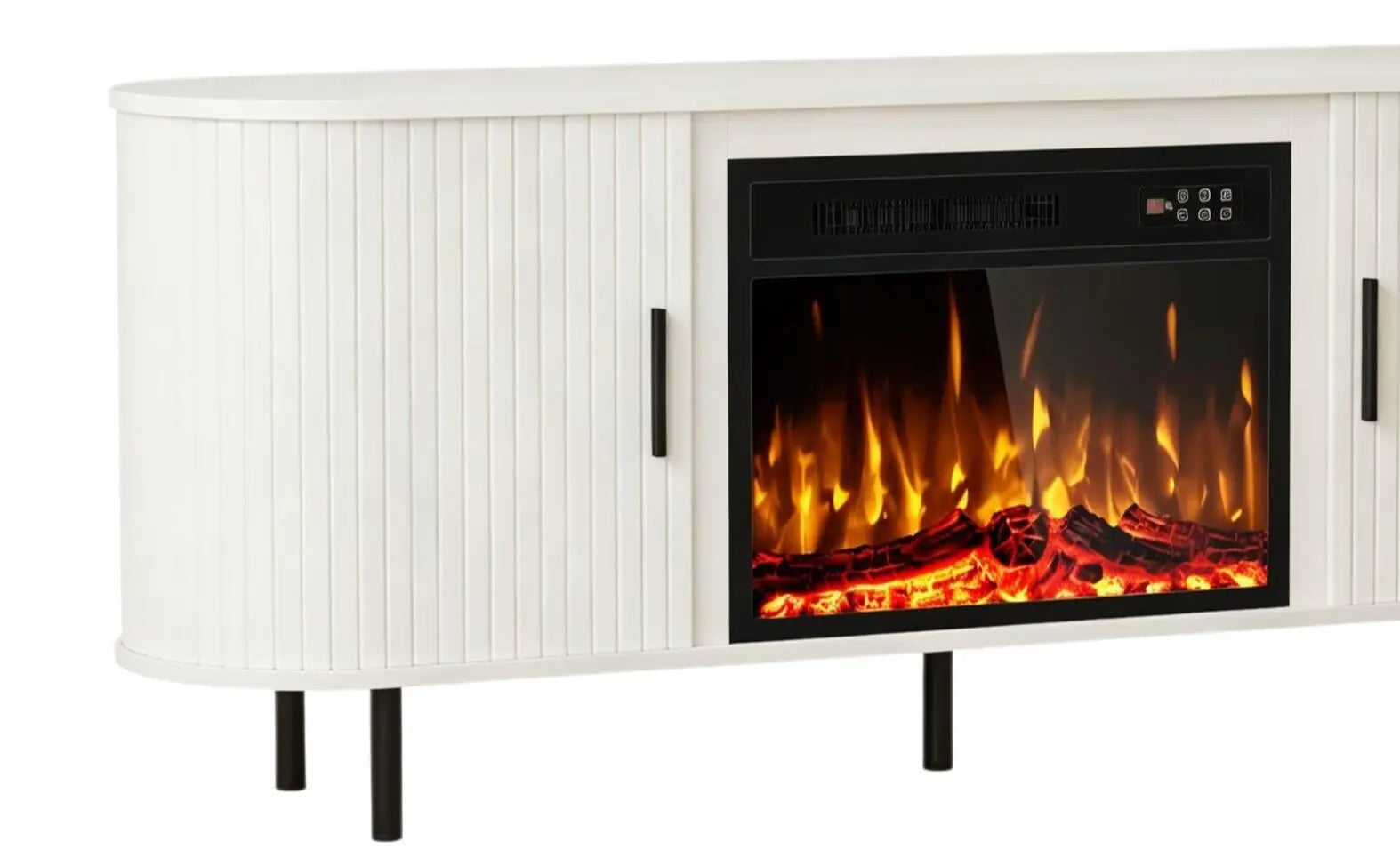 65" White Wood Fireplace TV Stand With Fireplace Homeroots Living Room