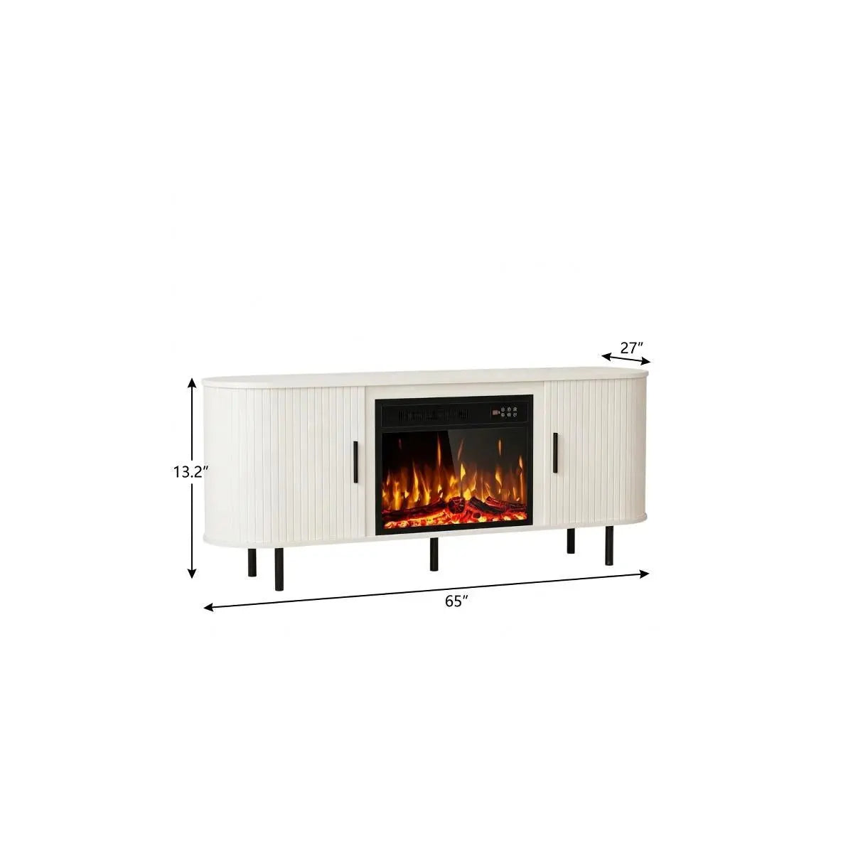65" White Wood Fireplace TV Stand With Fireplace Homeroots Living Room
