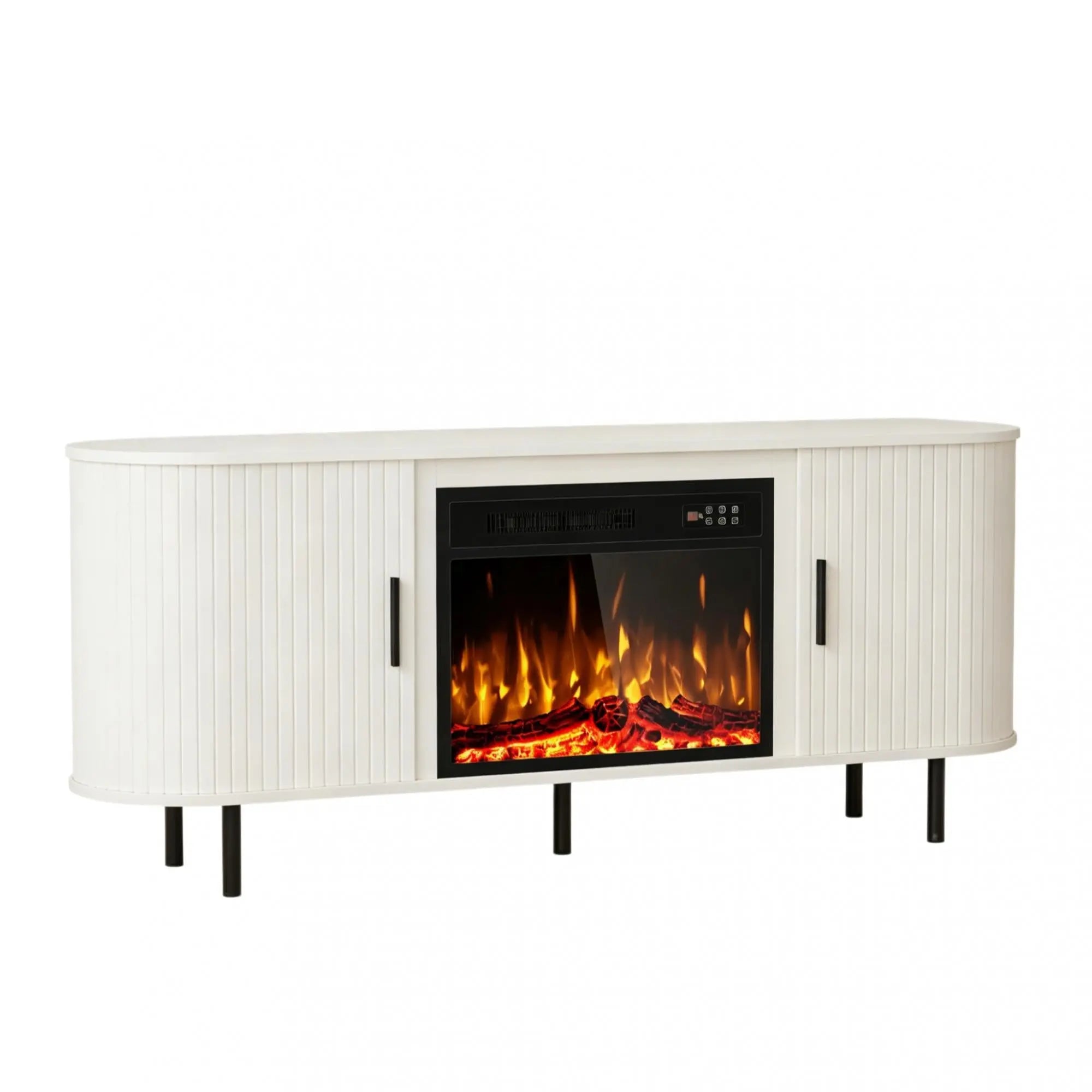 65" White Wood Fireplace TV Stand With Fireplace Homeroots Living Room