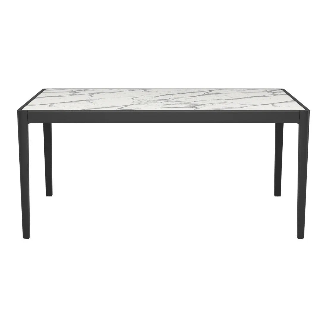 65" White and Black Faux Marble and Solid Wood Dining Table Homeroots Kitchen & Dining