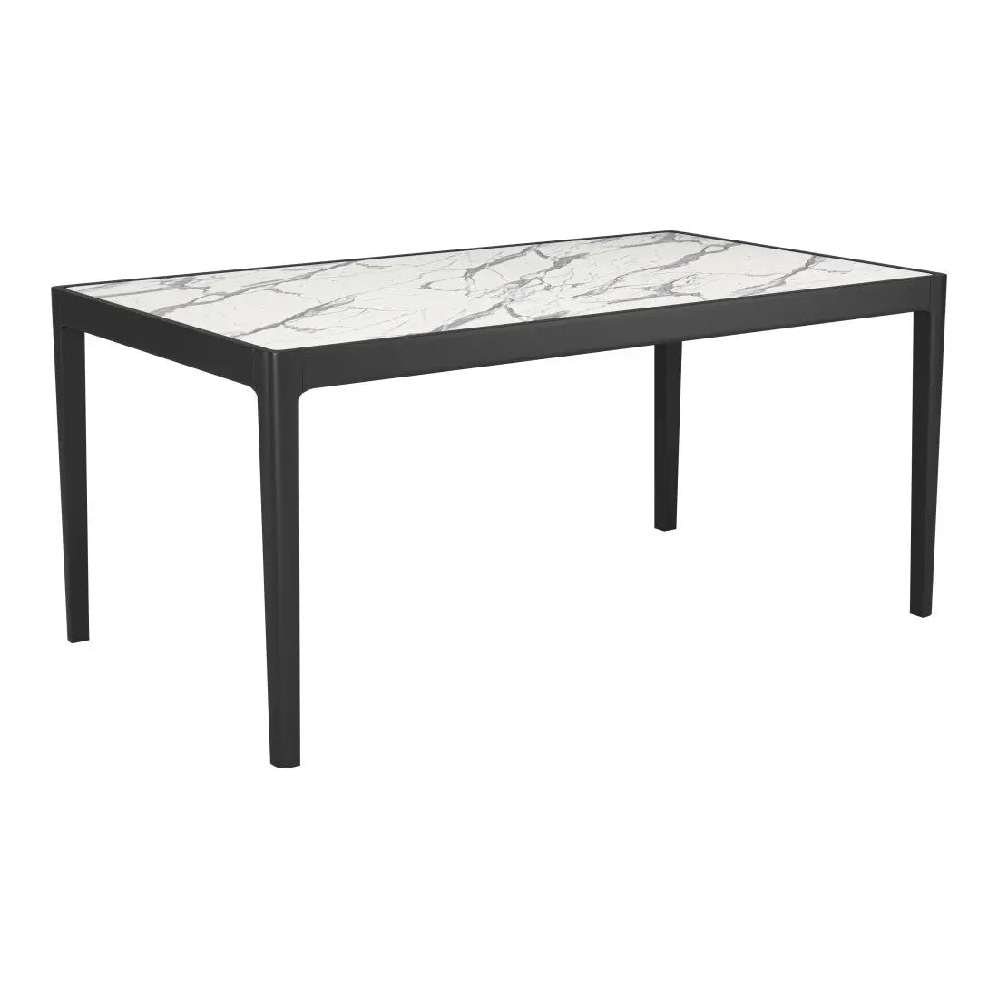 65" White and Black Faux Marble and Solid Wood Dining Table Homeroots Kitchen & Dining