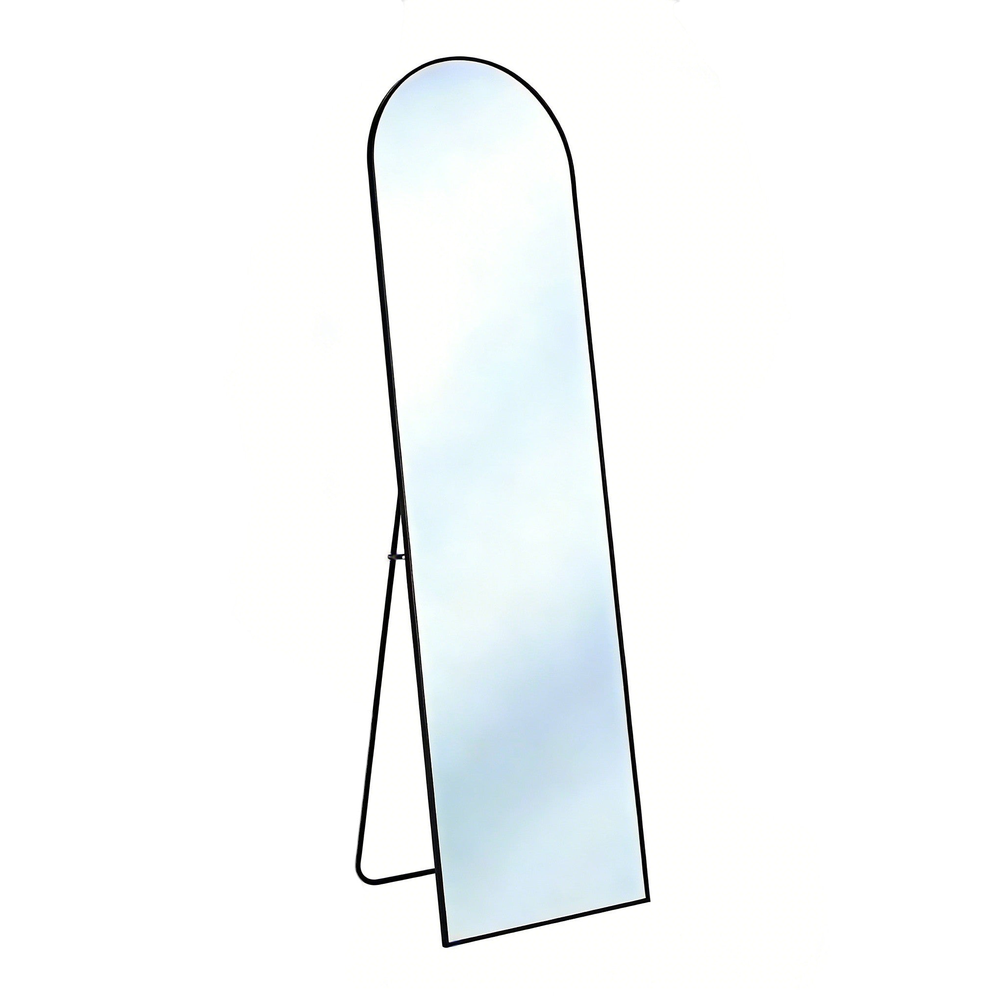 66" Black Aluminum Arch Freestanding And Wall Mounted Framed Full Length Mirror Homeroots Bed & Bath