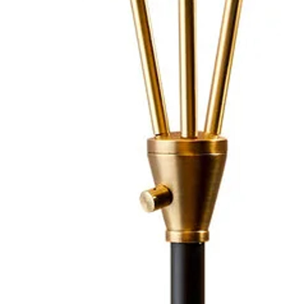 66" Black And Gold Metal Three Light Novelty Floor Lamp With Black Metal Cone Shade - GreatEagleInc