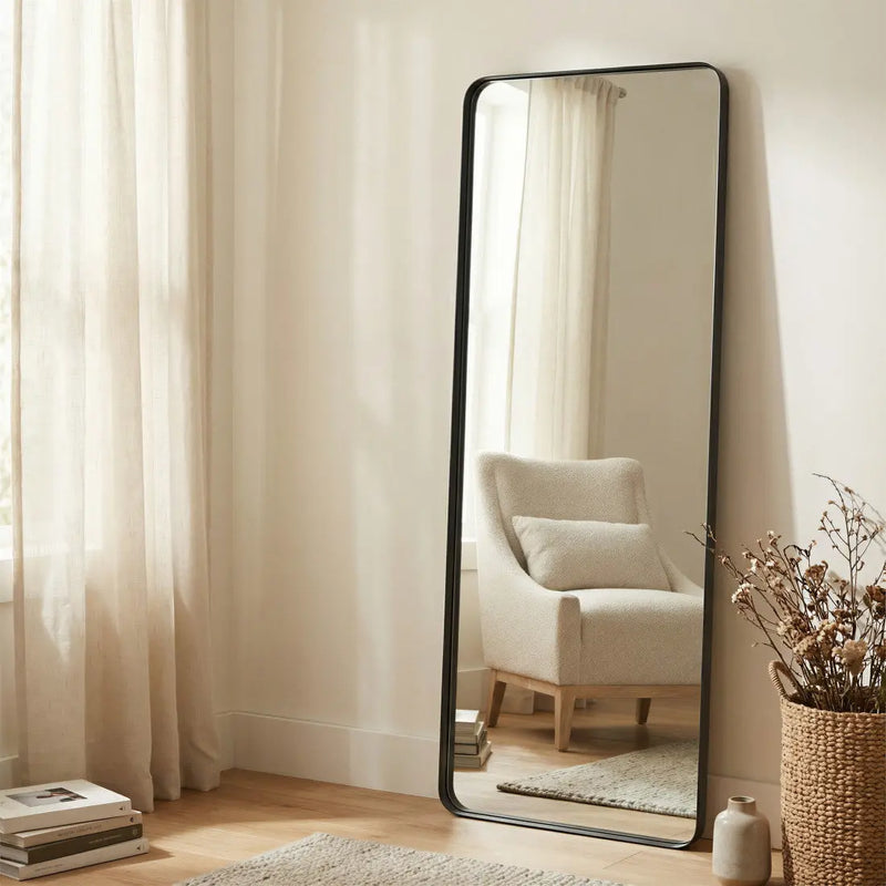 66" Black Steel Framed Full Length Mirror Homeroots Bed & Bath