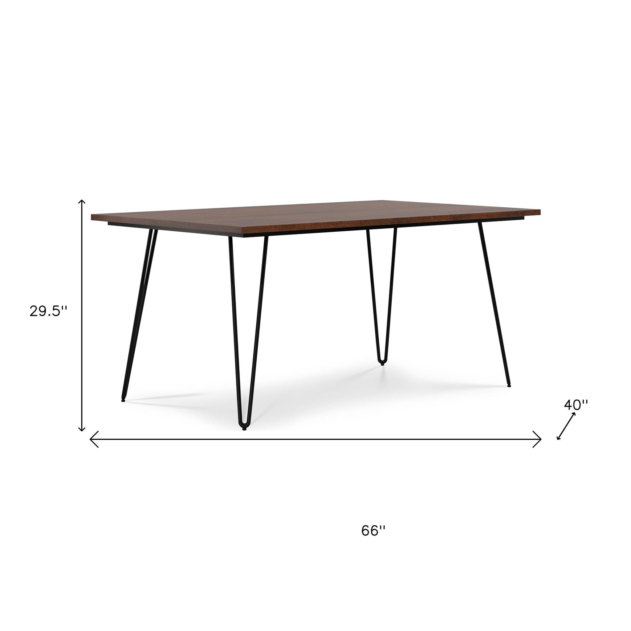66" Brown and Black Wood and Iron Dining Table Homeroots Kitchen & Dining