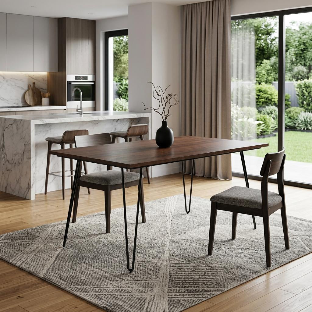 66" Brown and Black Wood and Iron Dining Table Homeroots Kitchen & Dining