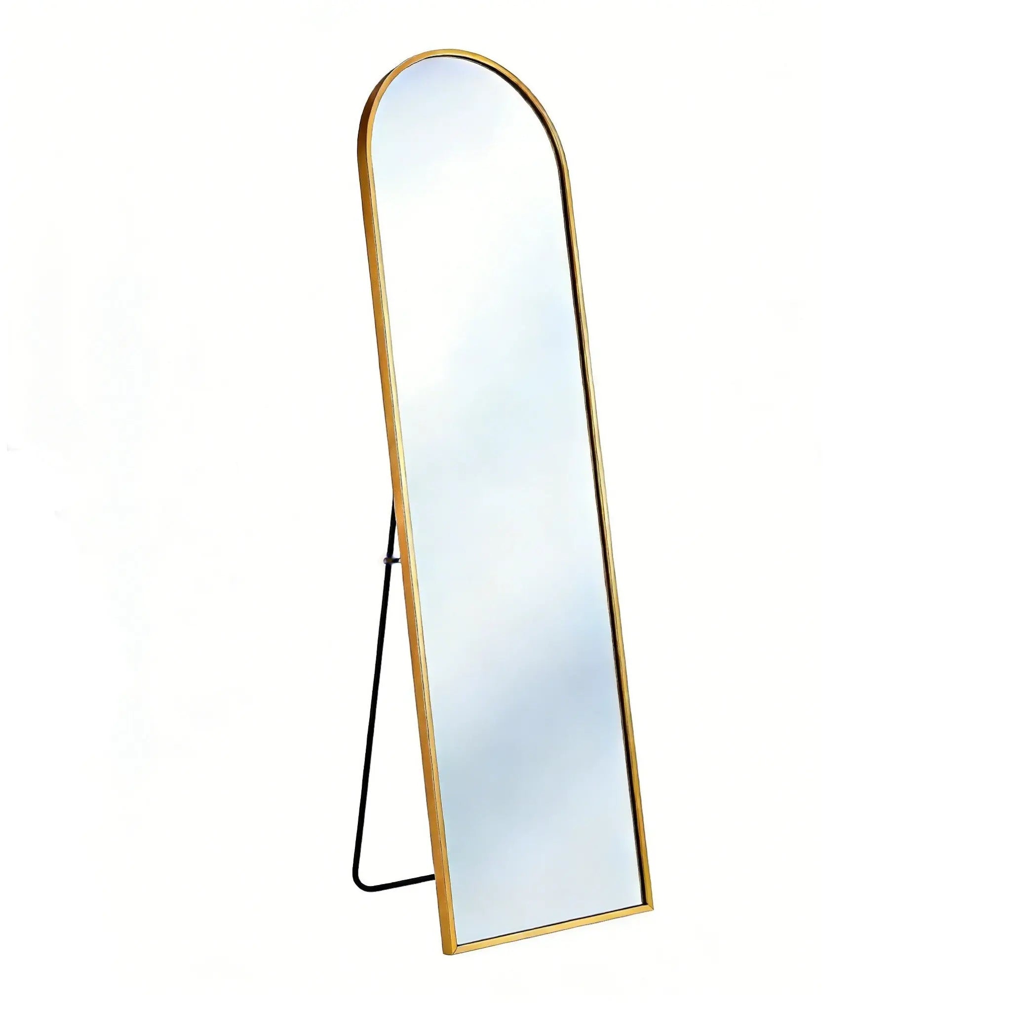 66" Gold Aluminum Arch Wall Mounted And Freestanding Framed Full Length Mirror Homeroots Bed & Bath