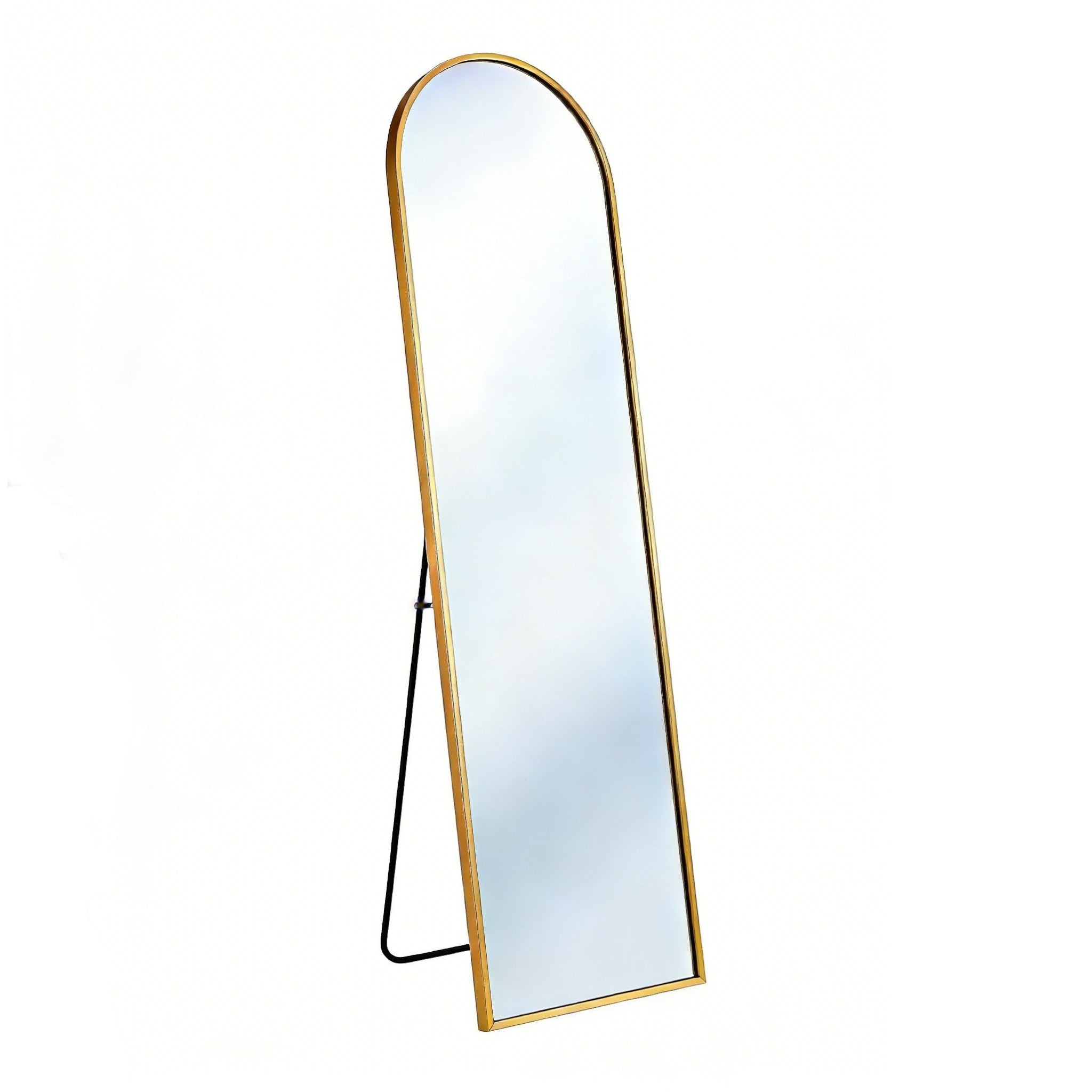 66" Gold Aluminum Arch Wall Mounted And Freestanding Framed Full Length Mirror Homeroots Bed & Bath