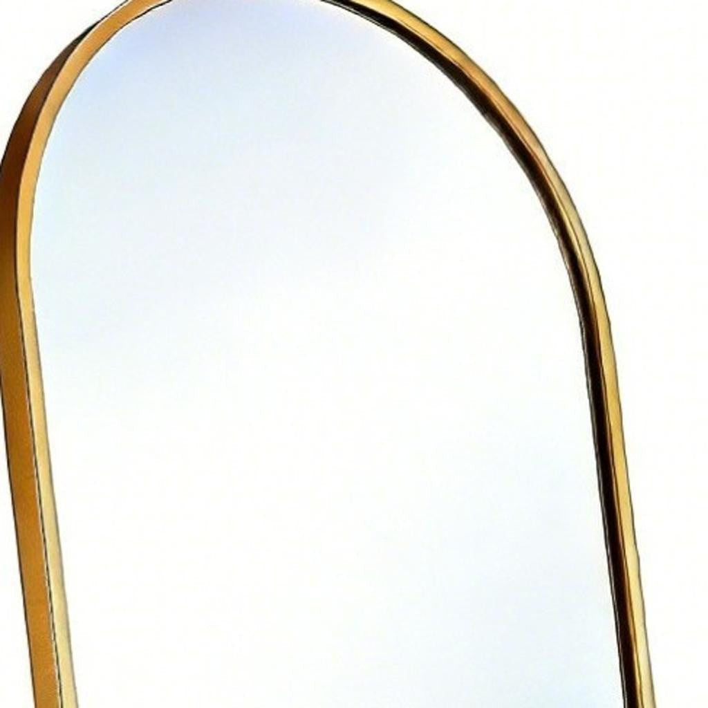 66" Gold Aluminum Arch Wall Mounted And Freestanding Framed Full Length Mirror Homeroots Bed & Bath