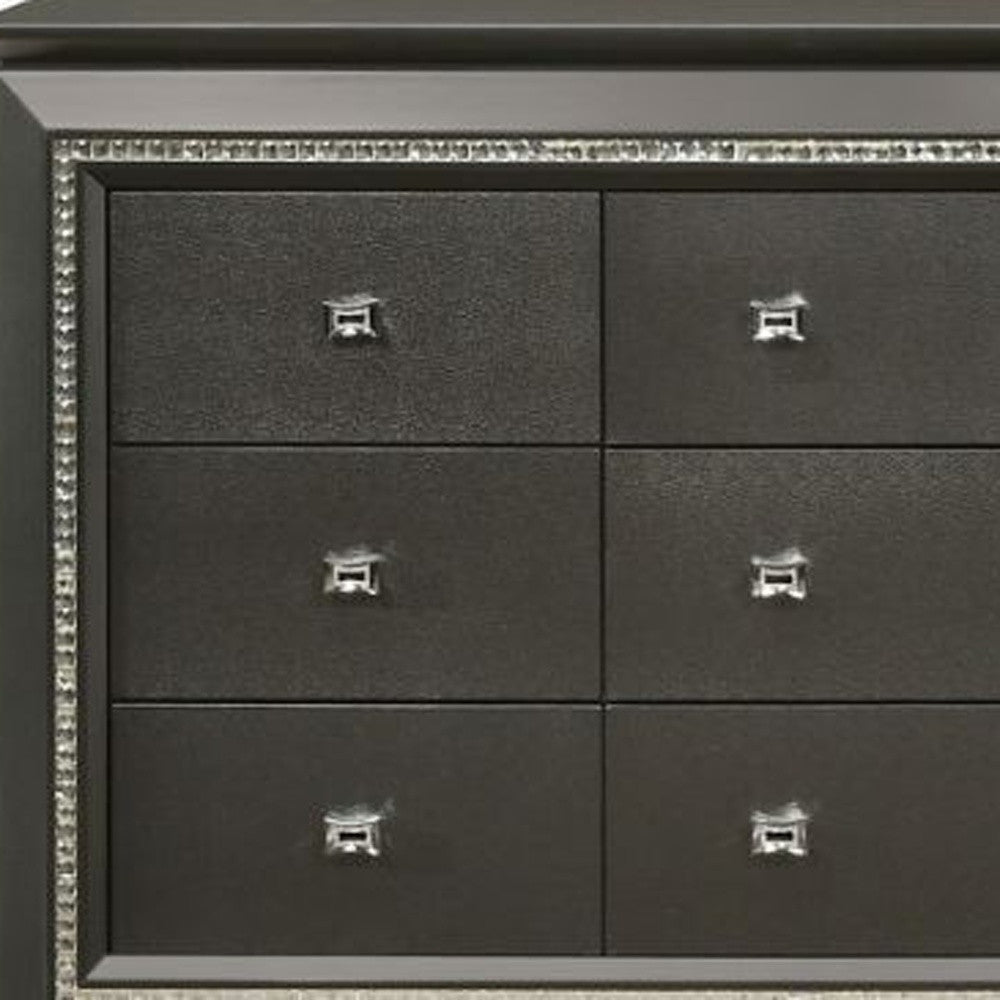 66" Gray Solid and Manufactured Wood Nine Drawer Triple Dresser - GreatEagleInc