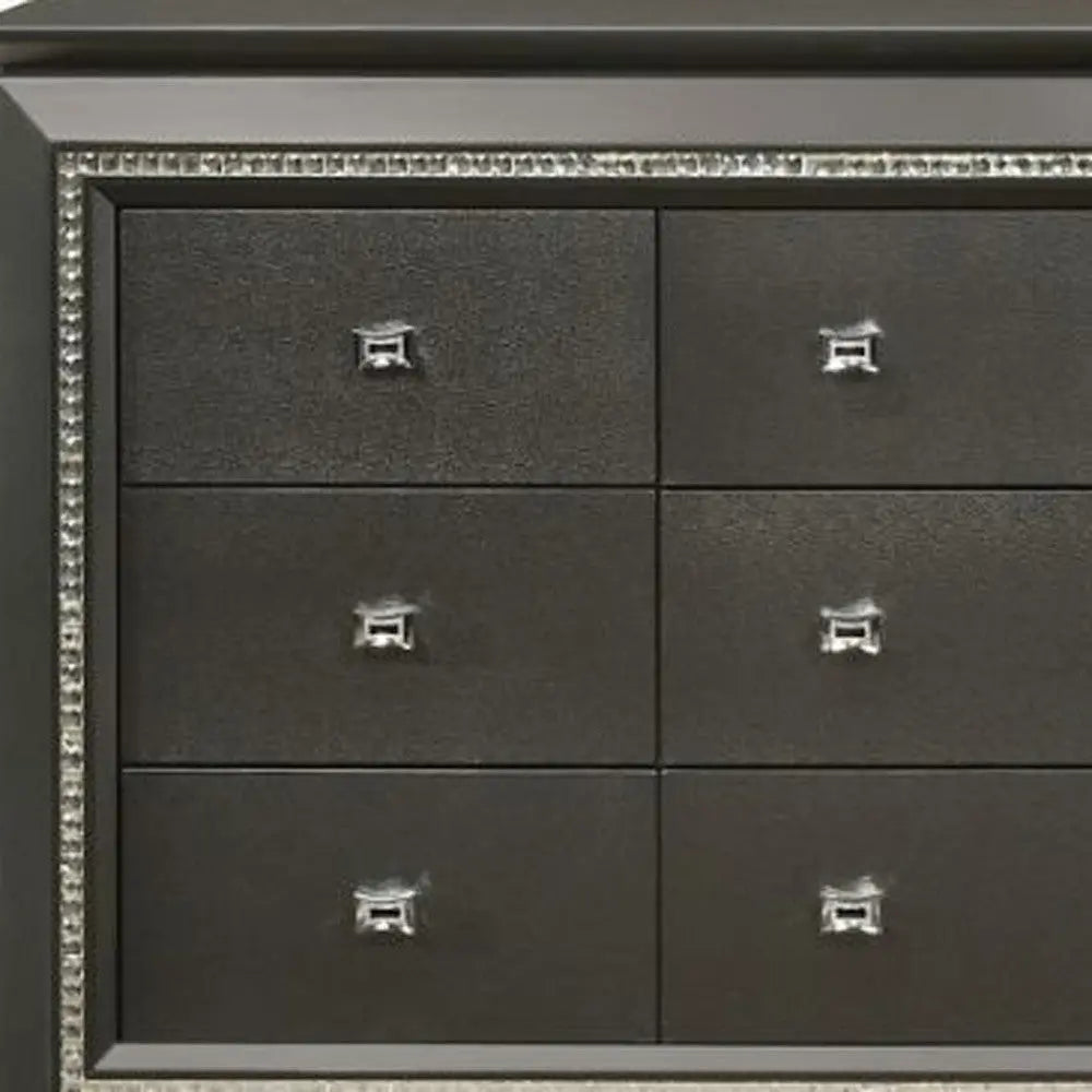 66" Gray Solid and Manufactured Wood Nine Drawer Triple Dresser - GreatEagleInc