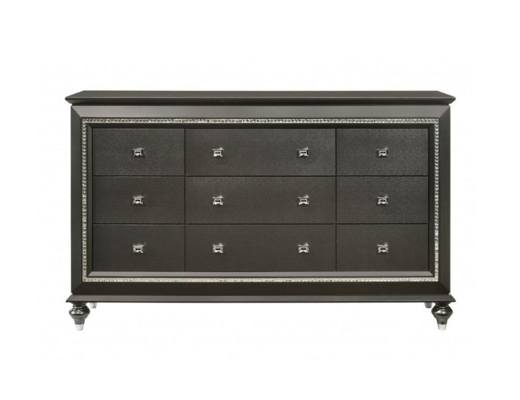 66" Gray Solid and Manufactured Wood Nine Drawer Triple Dresser - GreatEagleInc