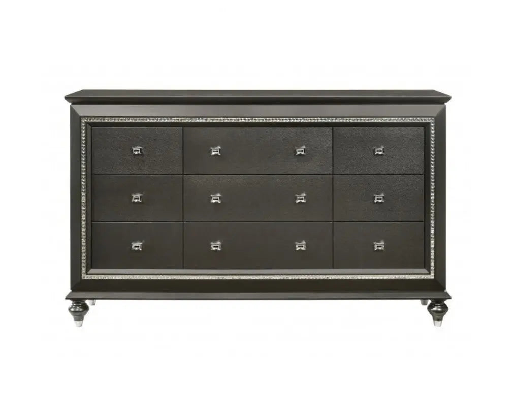 66" Gray Solid and Manufactured Wood Nine Drawer Triple Dresser - GreatEagleInc