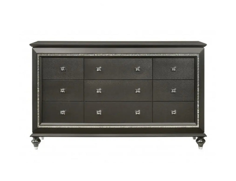 66" Gray Solid and Manufactured Wood Nine Drawer Triple Dresser - GreatEagleInc