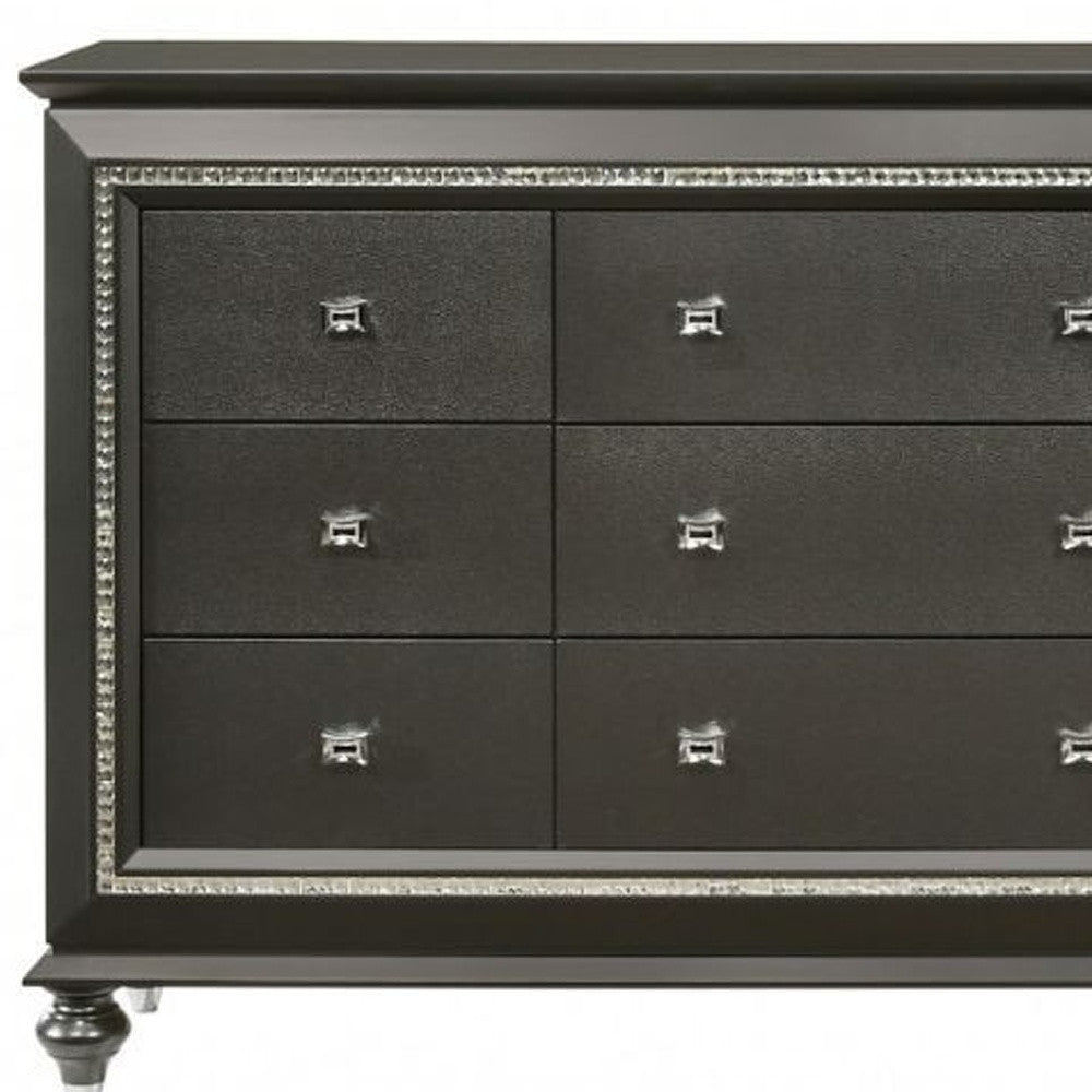 66" Gray Solid and Manufactured Wood Nine Drawer Triple Dresser - GreatEagleInc
