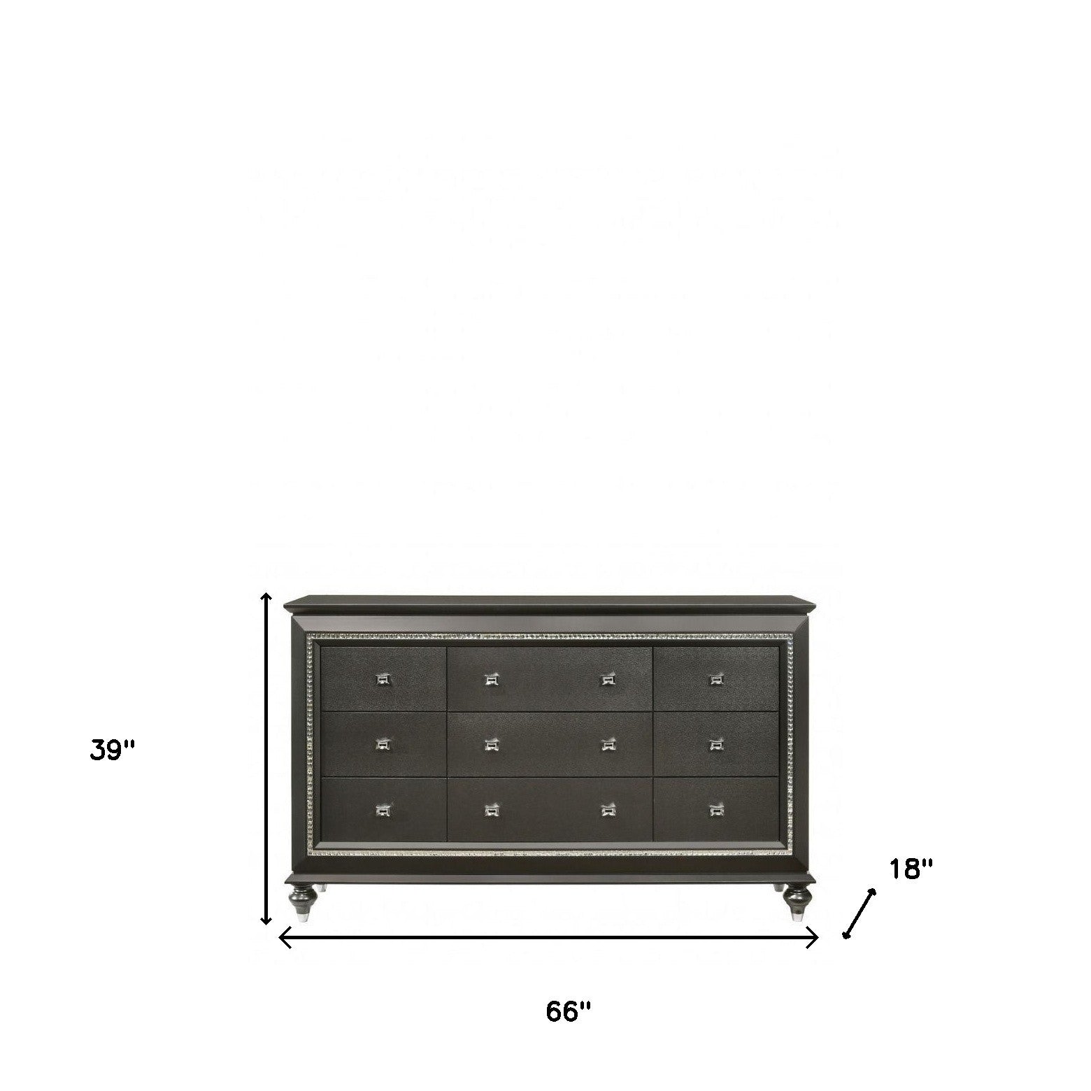66" Gray Solid and Manufactured Wood Nine Drawer Triple Dresser - GreatEagleInc