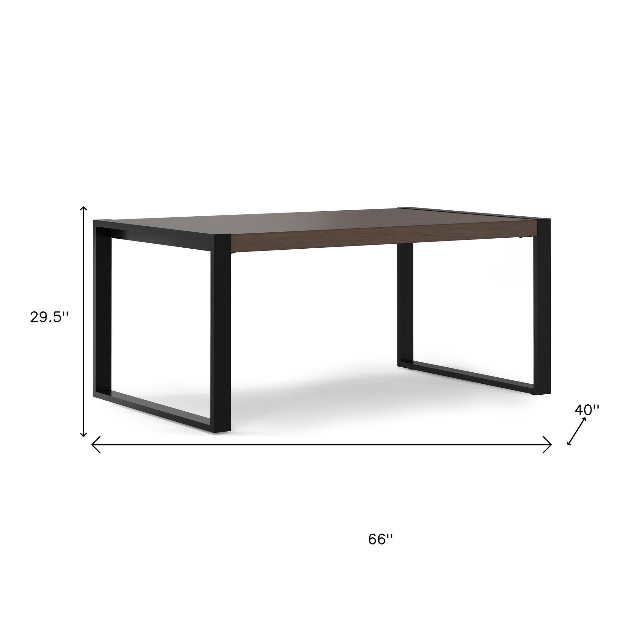 66" Gray and Black Solid Wood and Iron Frame Base Dining Table Homeroots Kitchen & Dining