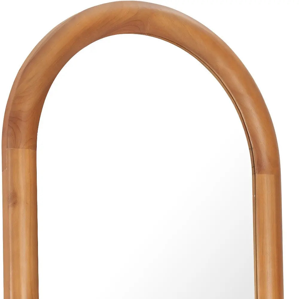 66" Natural Solid Wood Arch Framed Full Length Mirror Homeroots Bed & Bath