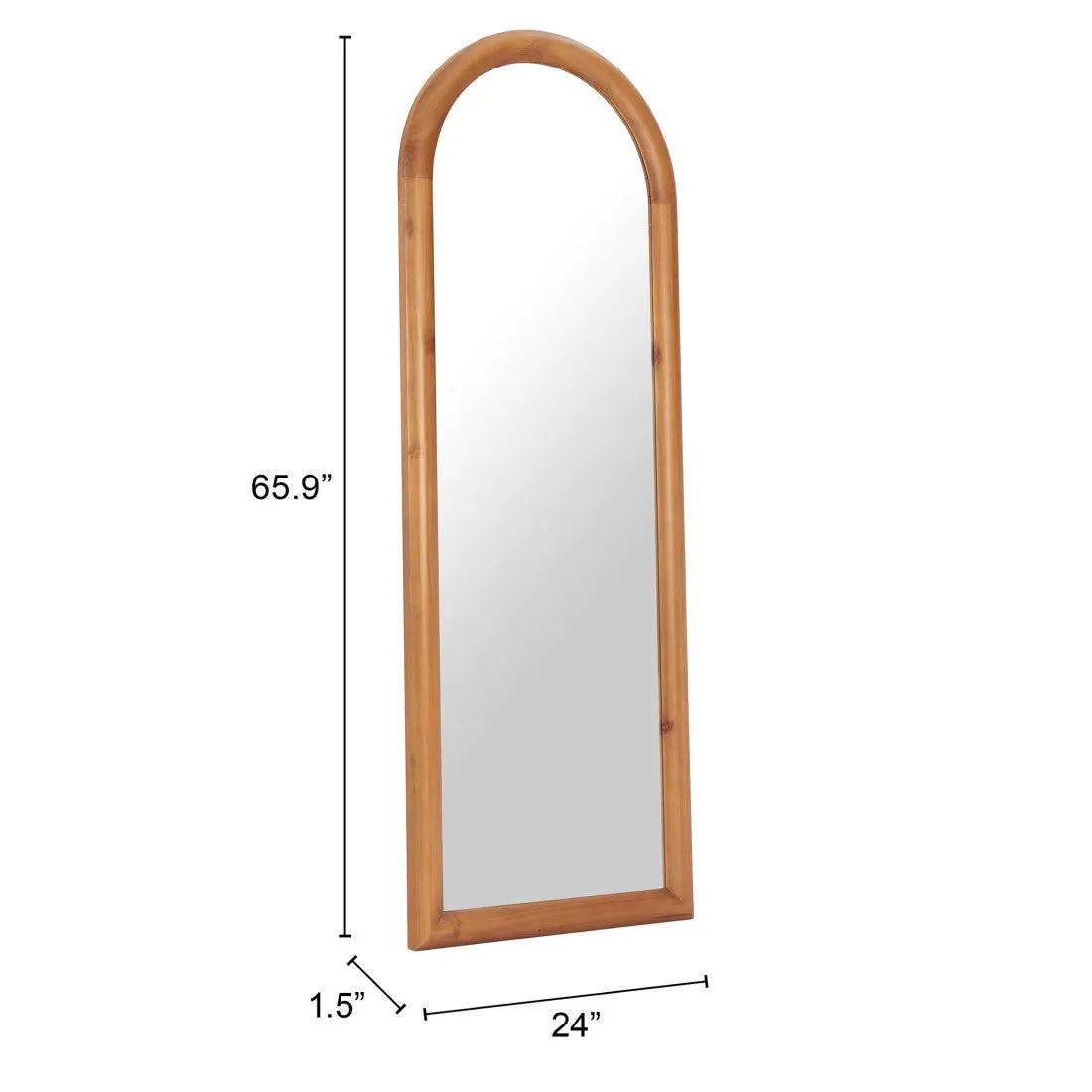 66" Natural Solid Wood Arch Framed Full Length Mirror Homeroots Bed & Bath