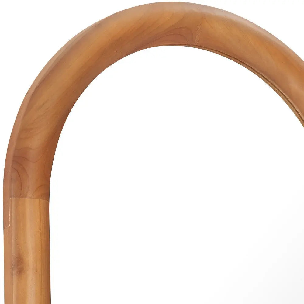 66" Natural Solid Wood Arch Framed Full Length Mirror Homeroots Bed & Bath