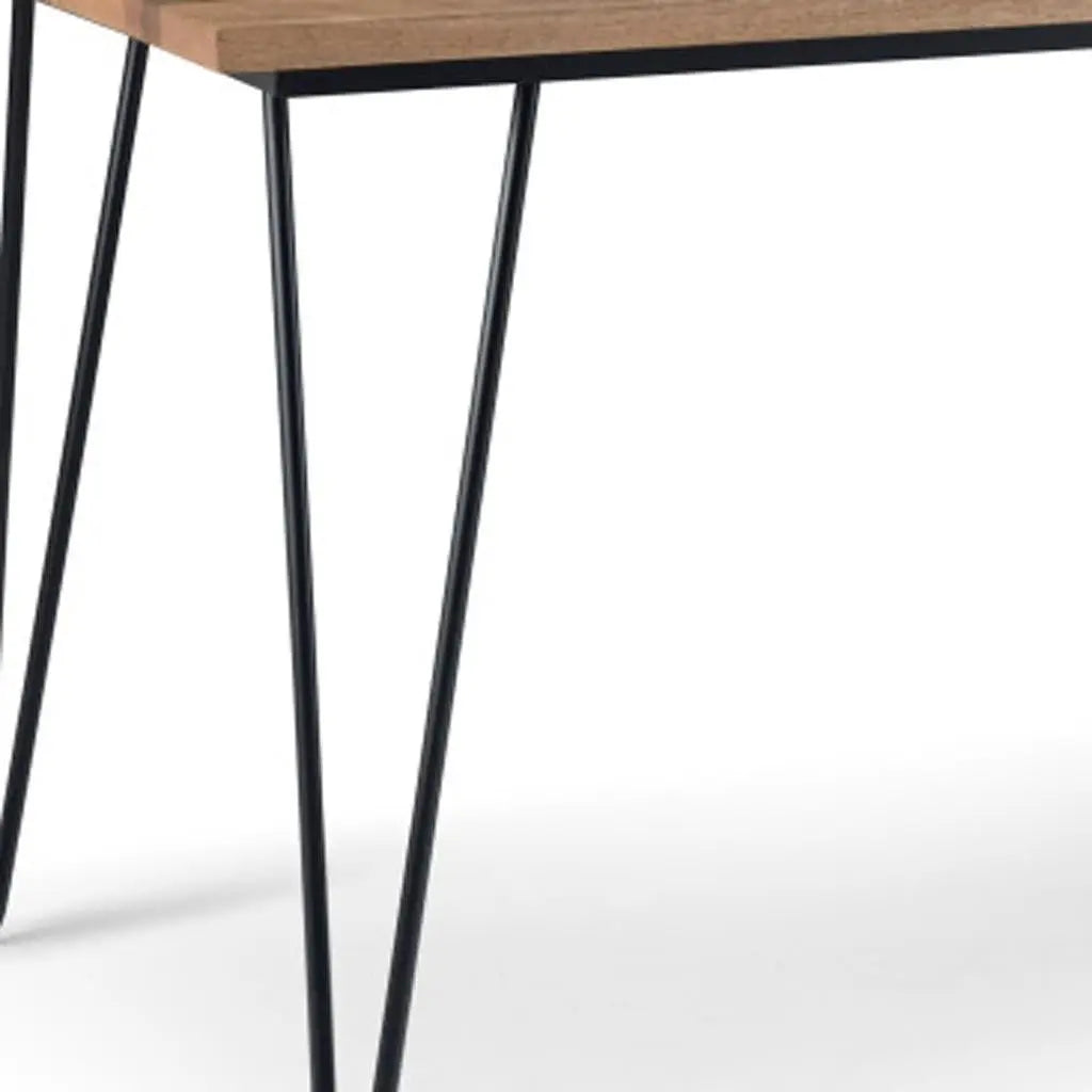 66" Natural and Black Solid Wood and Iron Dining Table Homeroots Kitchen & Dining
