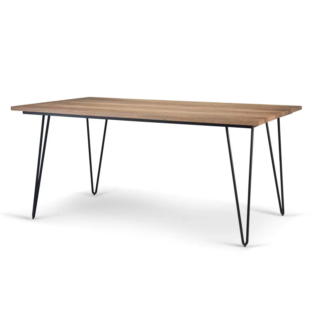 66" Natural and Black Solid Wood and Iron Dining Table Homeroots Kitchen & Dining