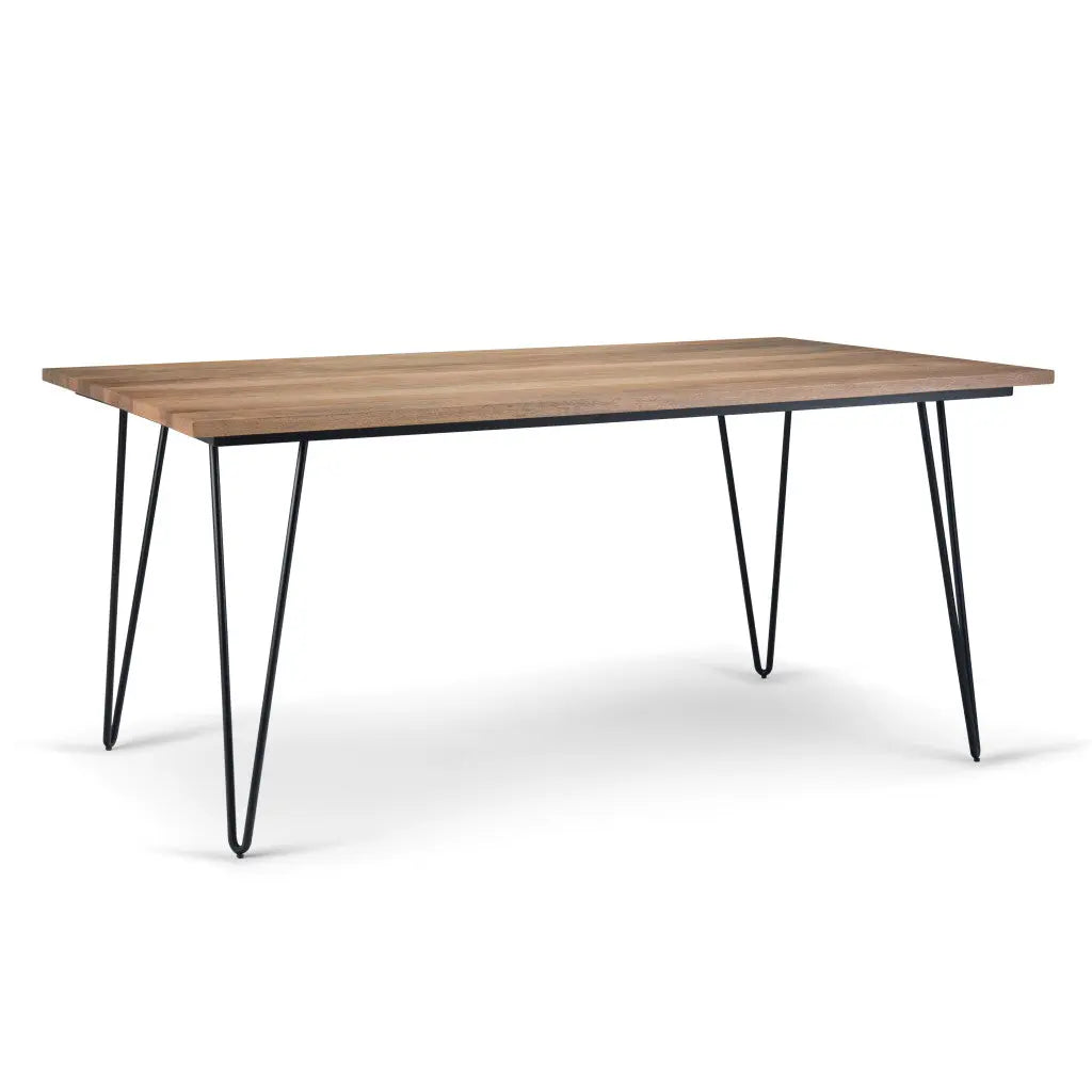66" Natural and Black Solid Wood and Iron Dining Table Homeroots Kitchen & Dining