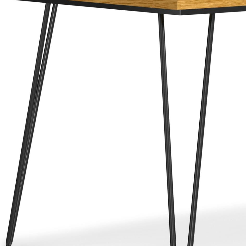 66" Oak and Black Wood and Iron Dining Table Homeroots Kitchen & Dining