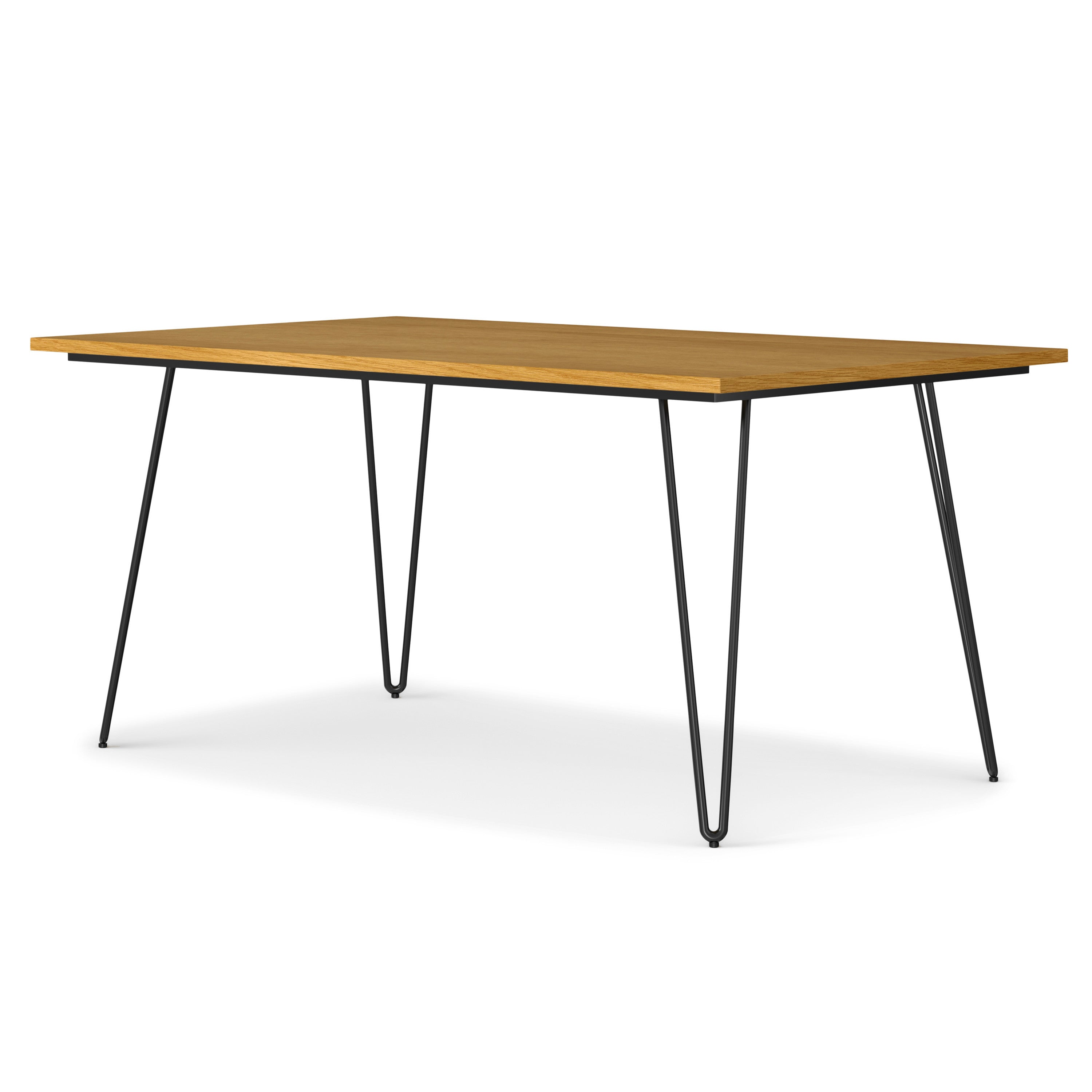 66" Oak and Black Wood and Iron Dining Table Homeroots Kitchen & Dining
