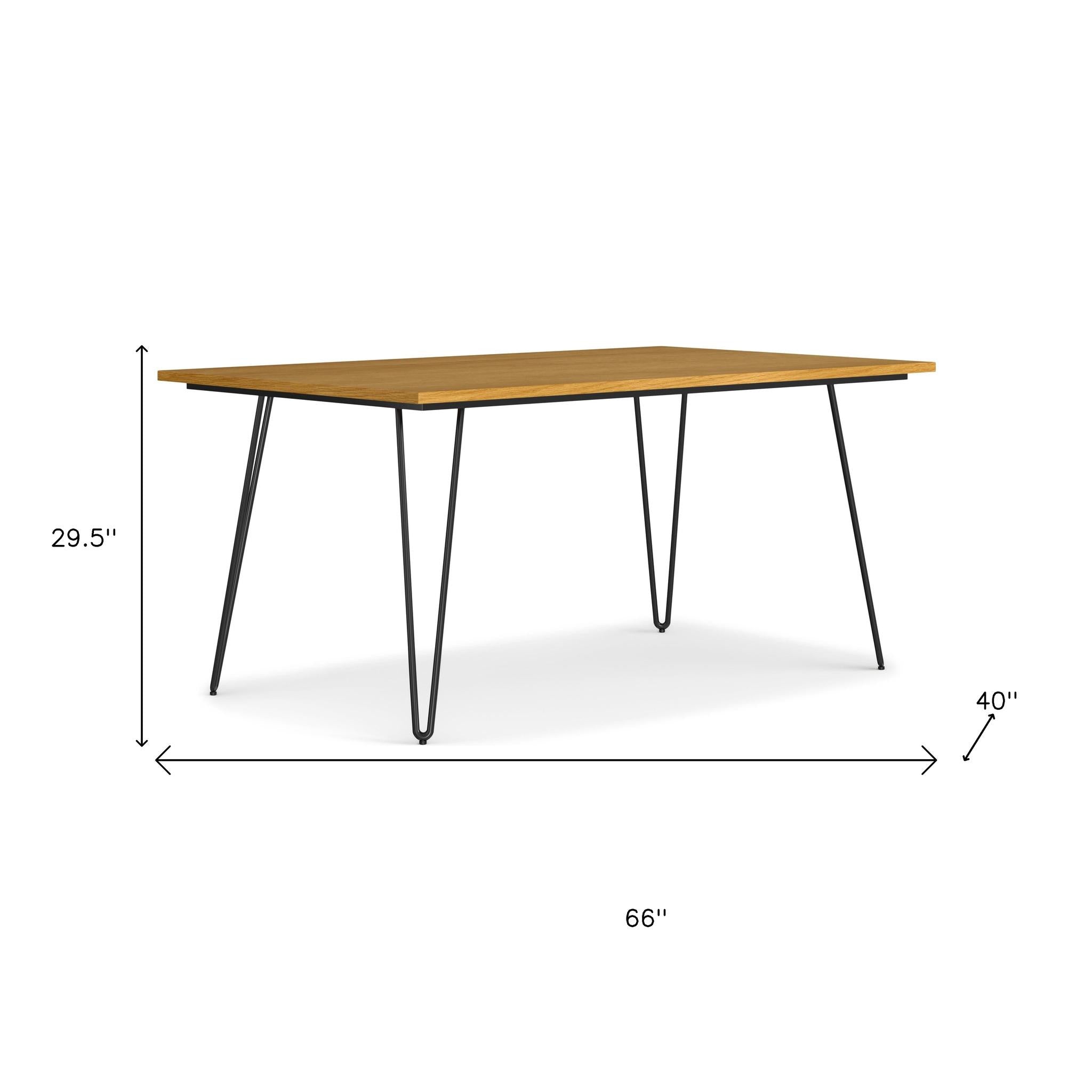 66" Oak and Black Wood and Iron Dining Table Homeroots Kitchen & Dining