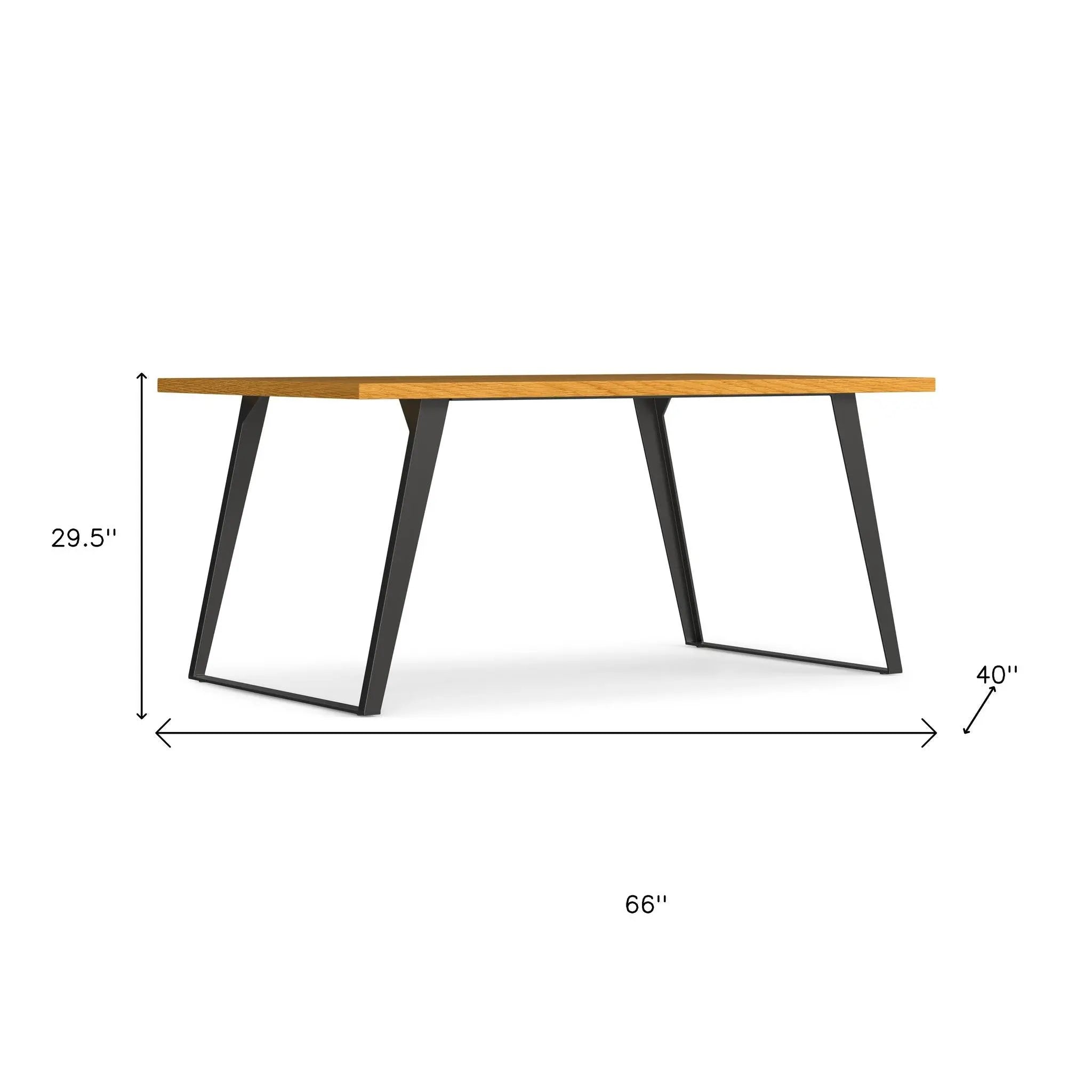 66" Oak and Gray Wood and Iron Frame Base Dining Table Homeroots Kitchen & Dining